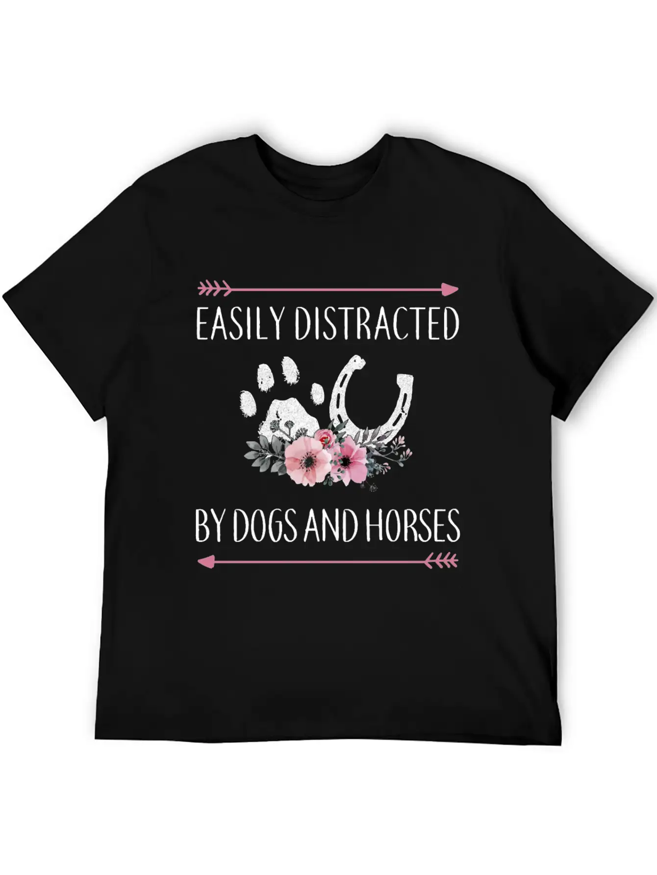 Easily Distracted By Dogs And Horses Horse Gifts F Essential Cotton Tee For Daily Outfits – Unisex Style
