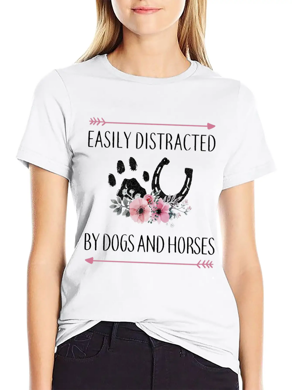 Easily Distracted By Dogs And Horses Horse Gifts F Essential Cotton Tee For Daily Outfits – Unisex Style