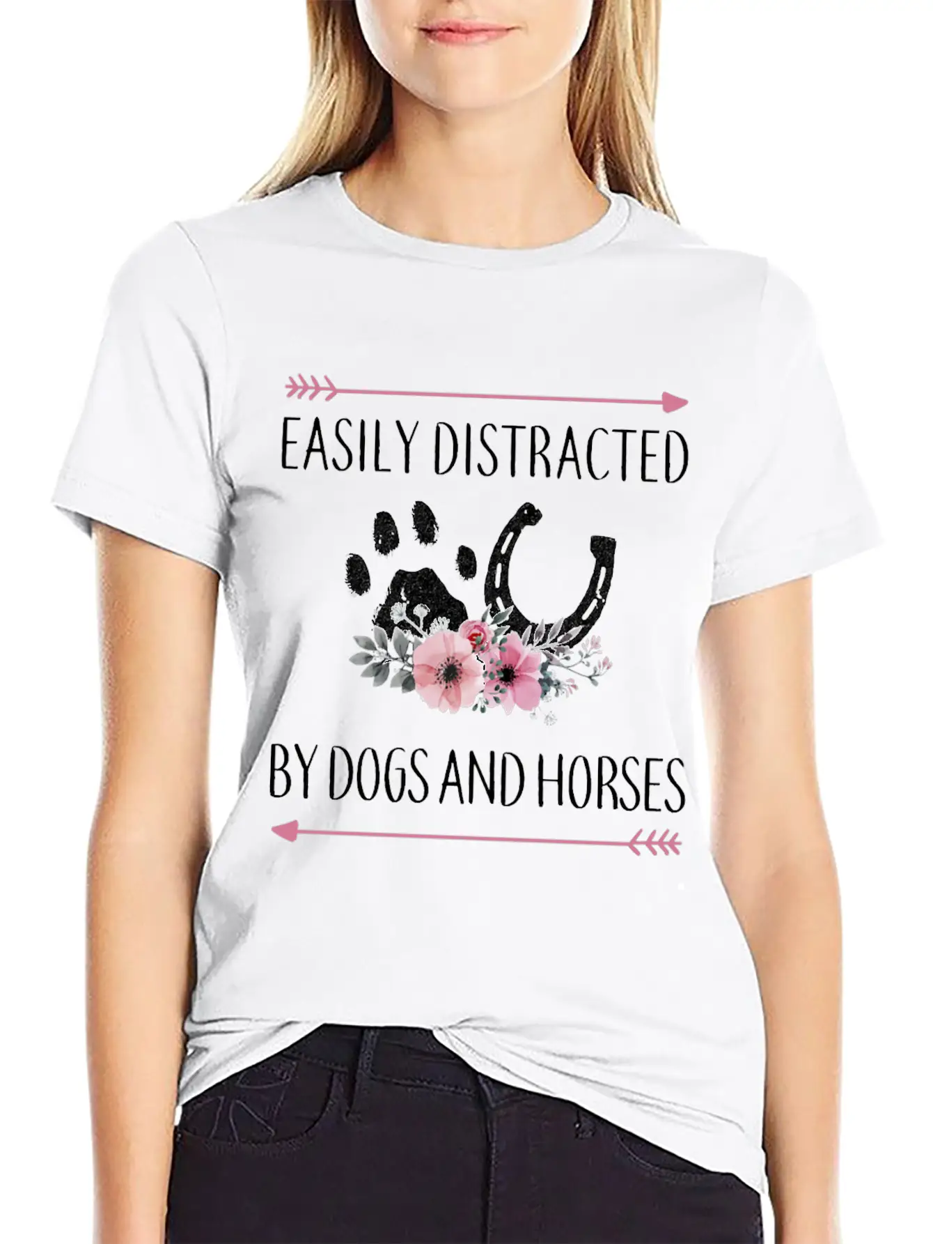 Easily Distracted By Dogs And Horses Horse Gifts F Essential Cotton Tee For Daily Outfits – Unisex Style