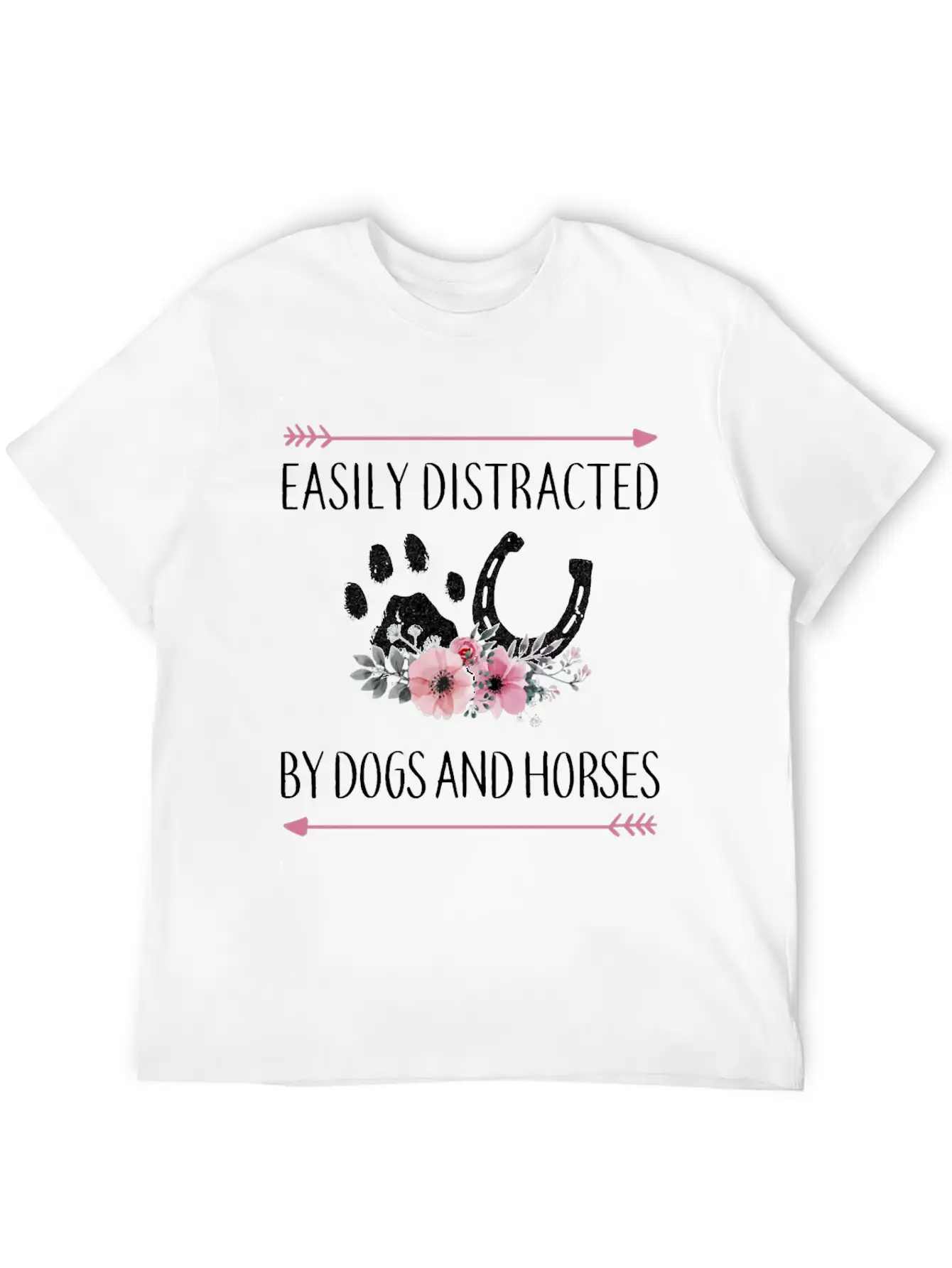 Easily Distracted By Dogs And Horses Horse Gifts F Essential Cotton Tee For Daily Outfits – Unisex Style
