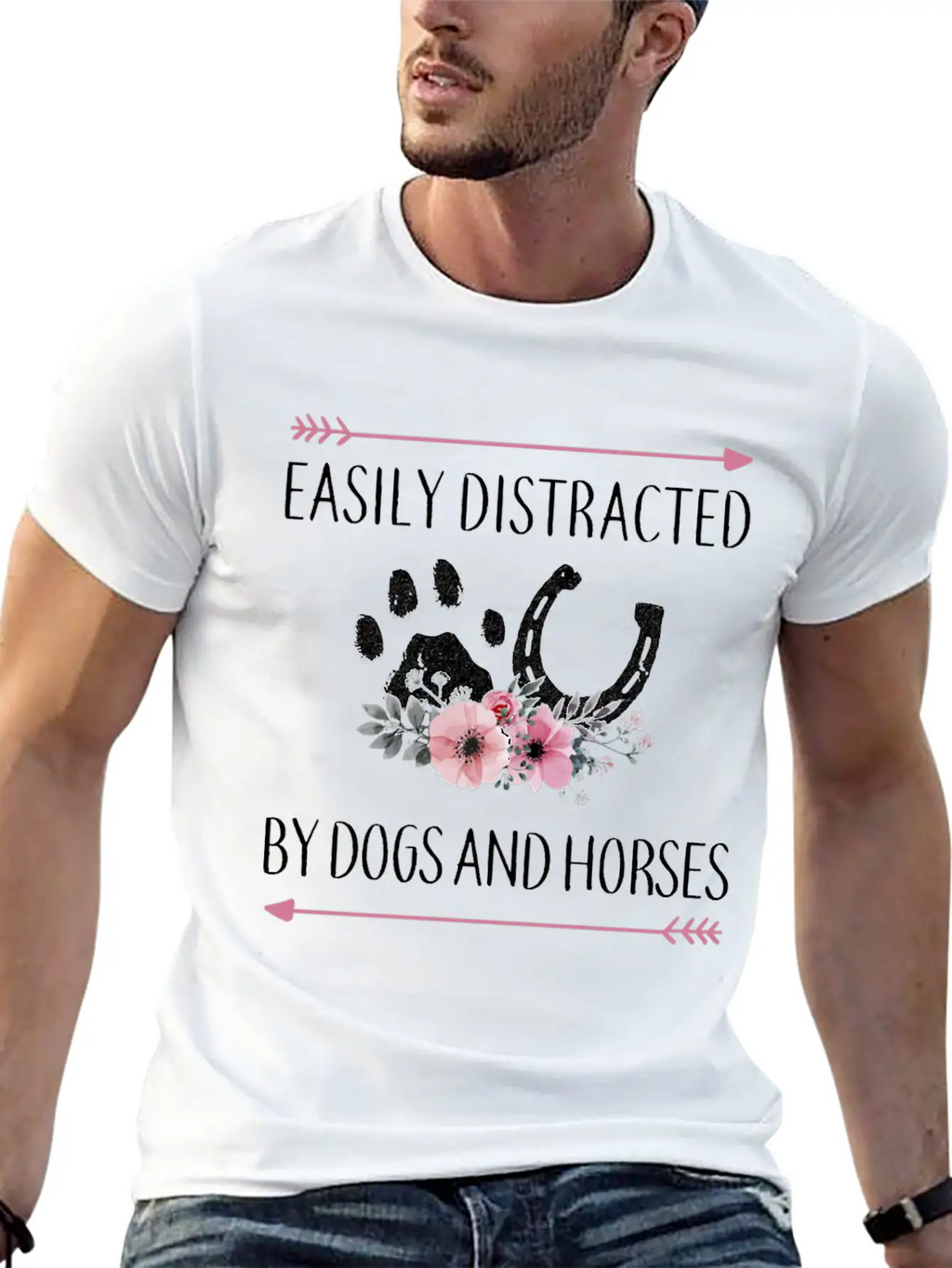 Easily Distracted By Dogs And Horses Horse Gifts F Essential Cotton Tee For Daily Outfits – Unisex Style