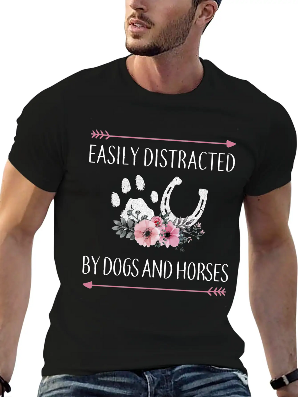 Easily Distracted By Dogs And Horses Horse Gifts F Essential Cotton Tee For Daily Outfits – Unisex Style