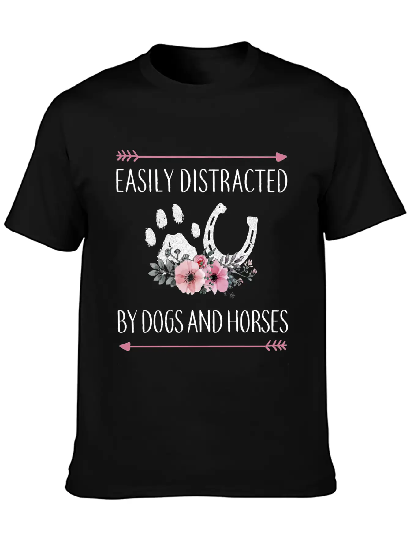 Easily Distracted By Dogs And Horses Horse Gifts F Essential Cotton Tee For Daily Outfits – Unisex Style