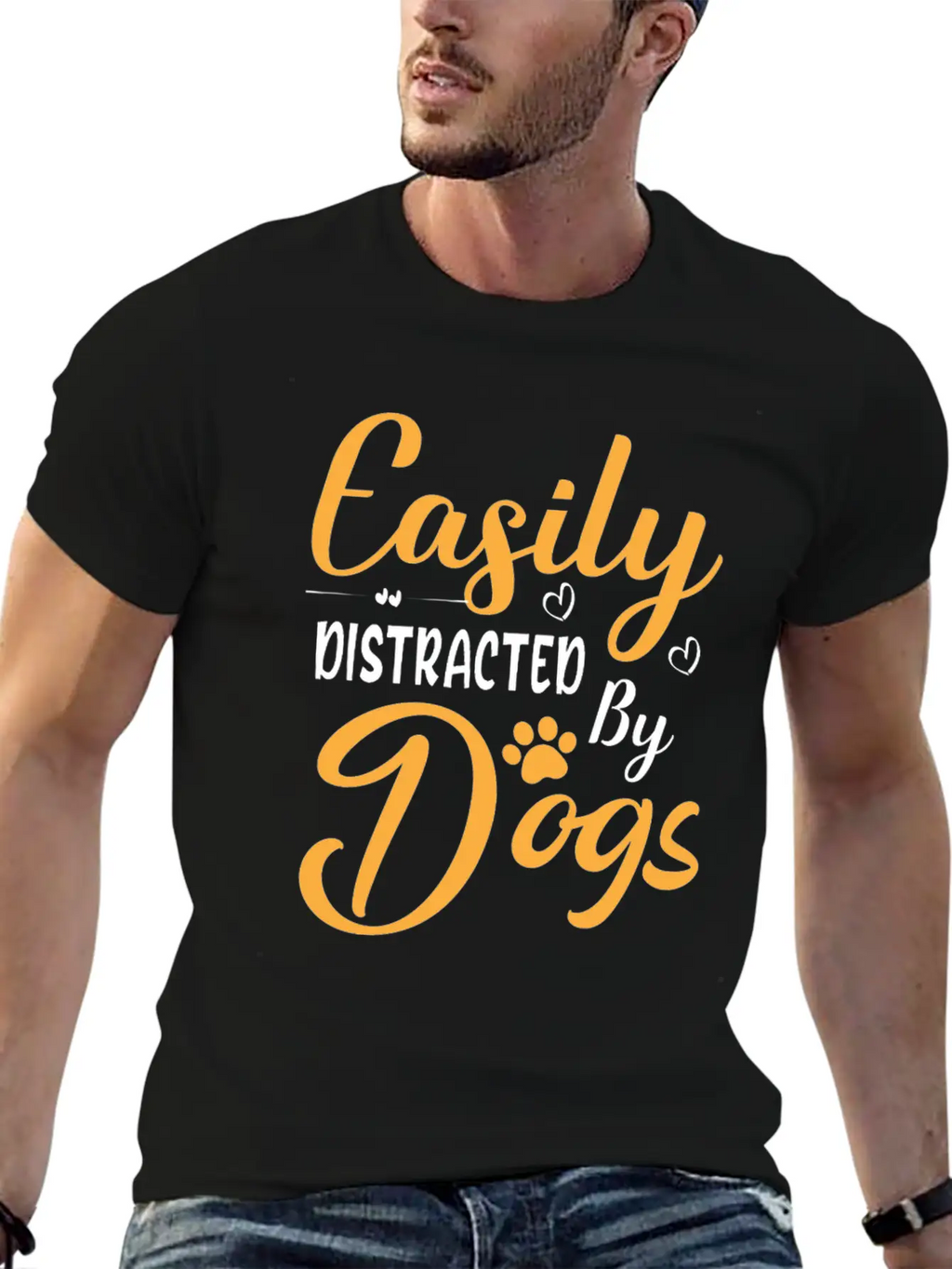 Easily Distracted By Dogs Breathable Graphic T-Shirt – Perfect For Casual Days