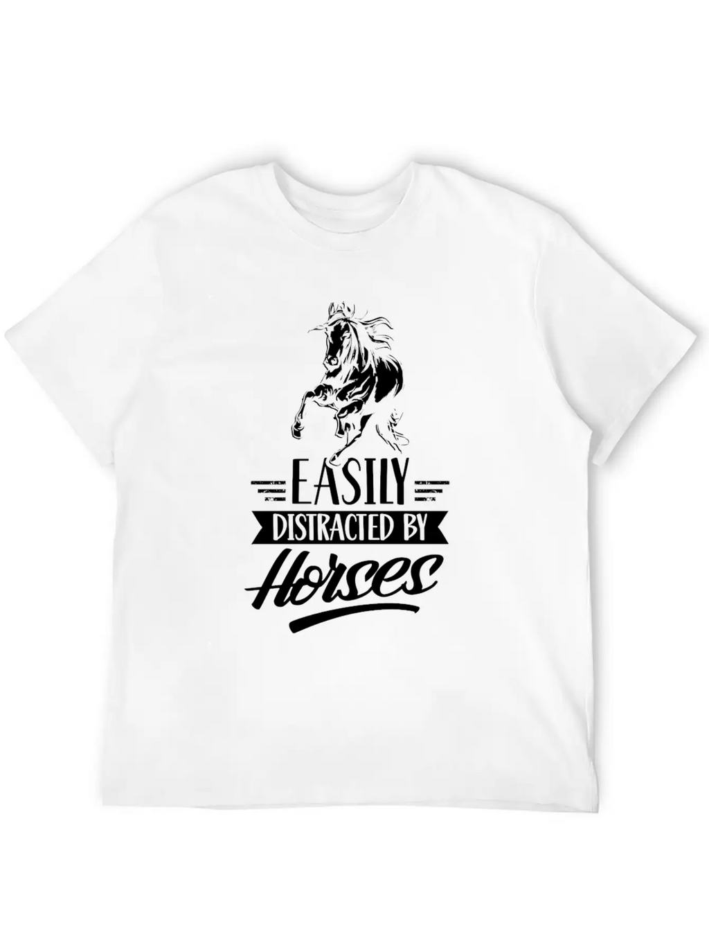 Easily Distracted By Horses Horse Riding Rider Essential Cotton Tee For Daily Outfits – Unisex Style