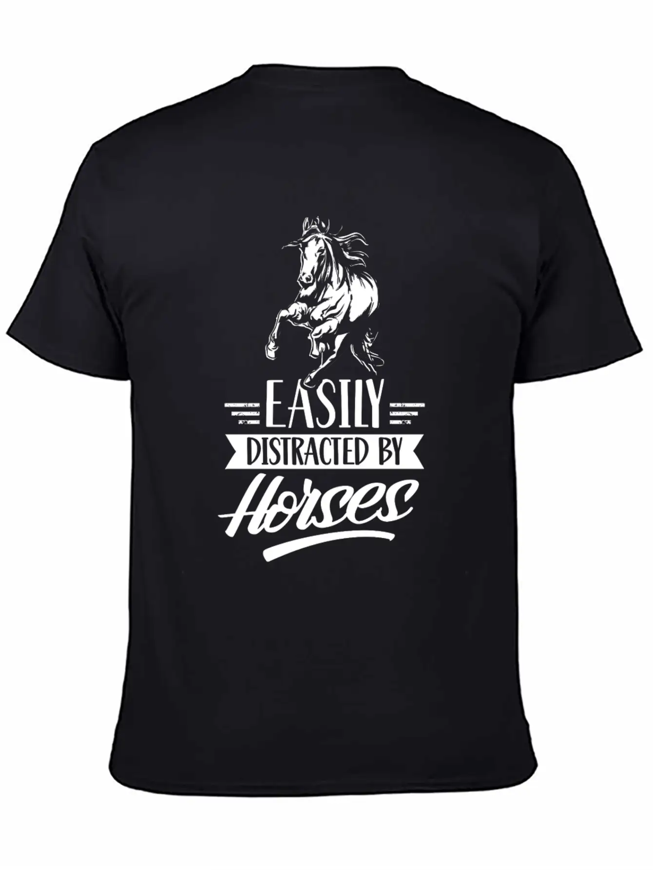 Easily Distracted By Horses Horse Riding Rider Essential Cotton Tee For Daily Outfits – Unisex Style