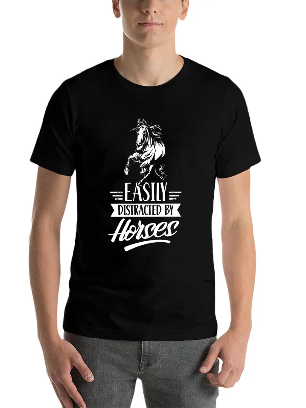 Easily Distracted By Horses Horse Riding Rider Essential Cotton Tee For Daily Outfits – Unisex Style