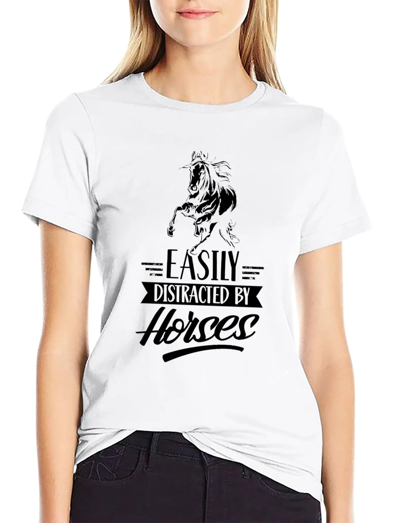 Easily Distracted By Horses Horse Riding Rider Essential Cotton Tee For Daily Outfits – Unisex Style