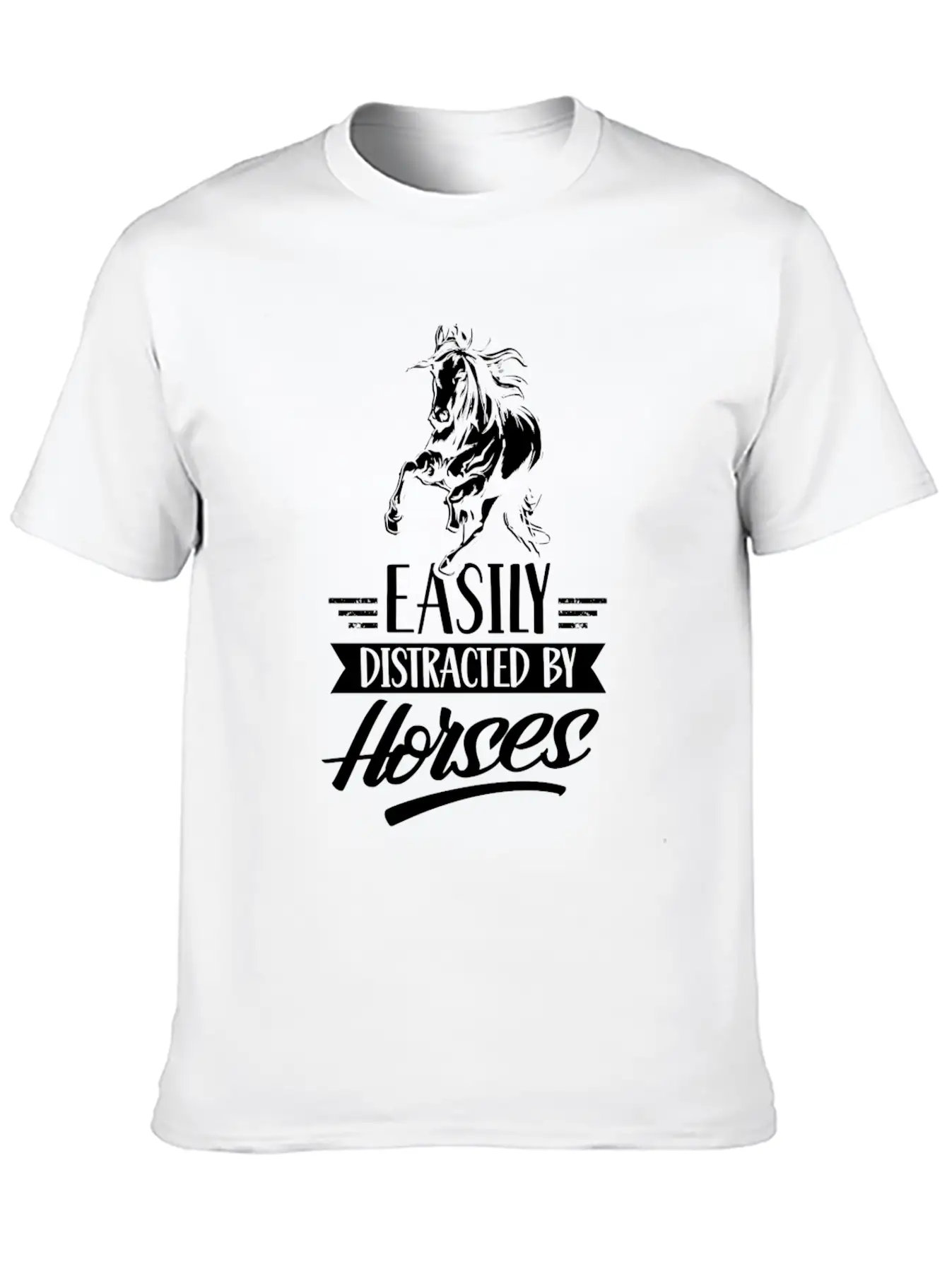 Easily Distracted By Horses Horse Riding Rider Essential Cotton Tee For Daily Outfits – Unisex Style