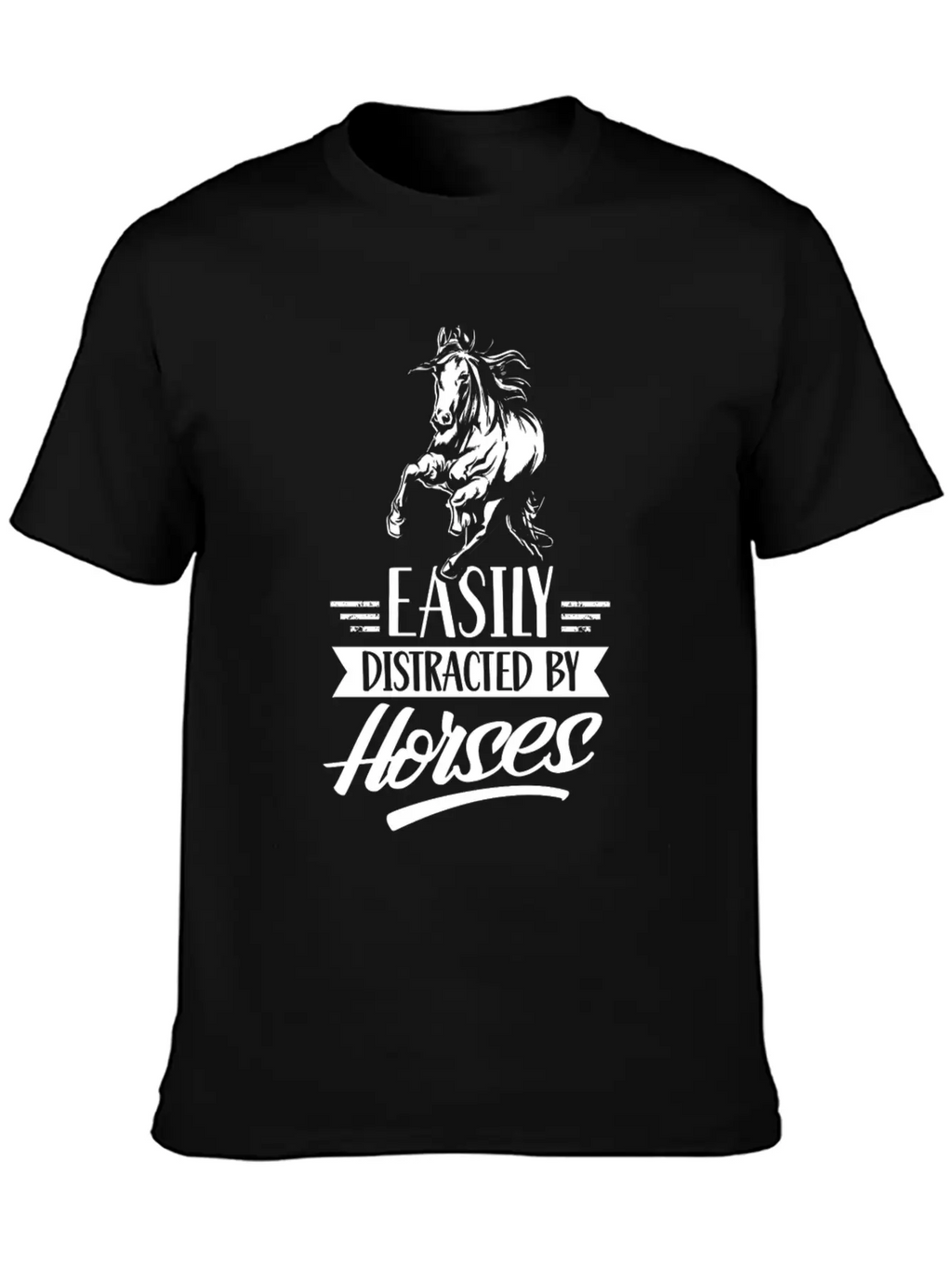Easily Distracted By Horses Horse Riding Rider Essential Cotton Tee For Daily Outfits – Unisex Style
