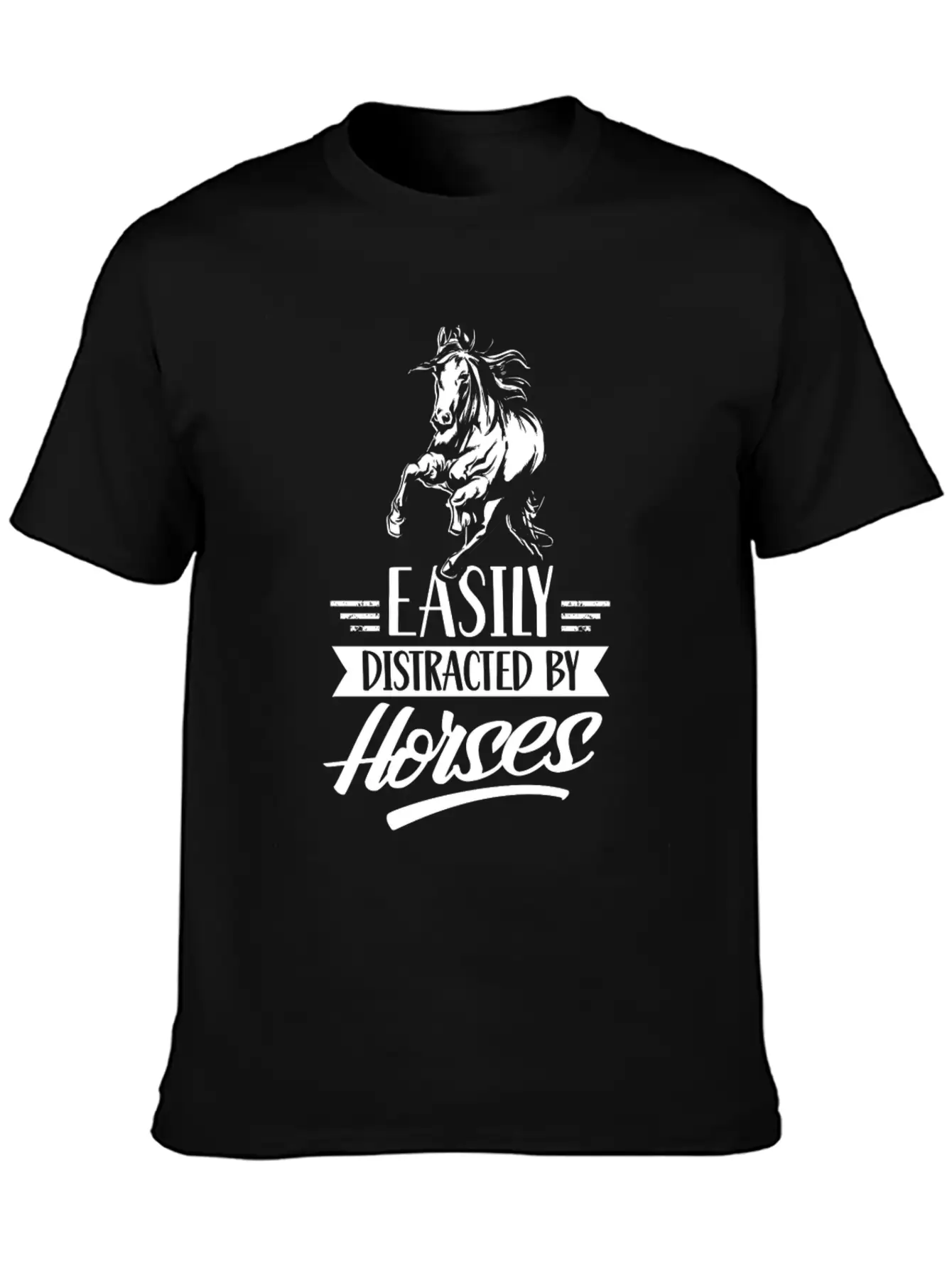 Easily Distracted By Horses Horse Riding Rider Essential Cotton Tee For Daily Outfits – Unisex Style
