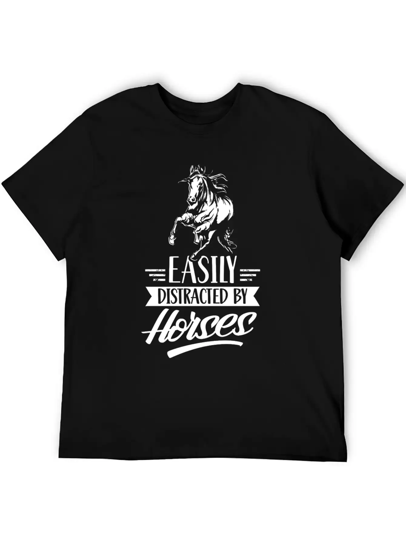 Easily Distracted By Horses Horse Riding Rider Essential Cotton Tee For Daily Outfits – Unisex Style