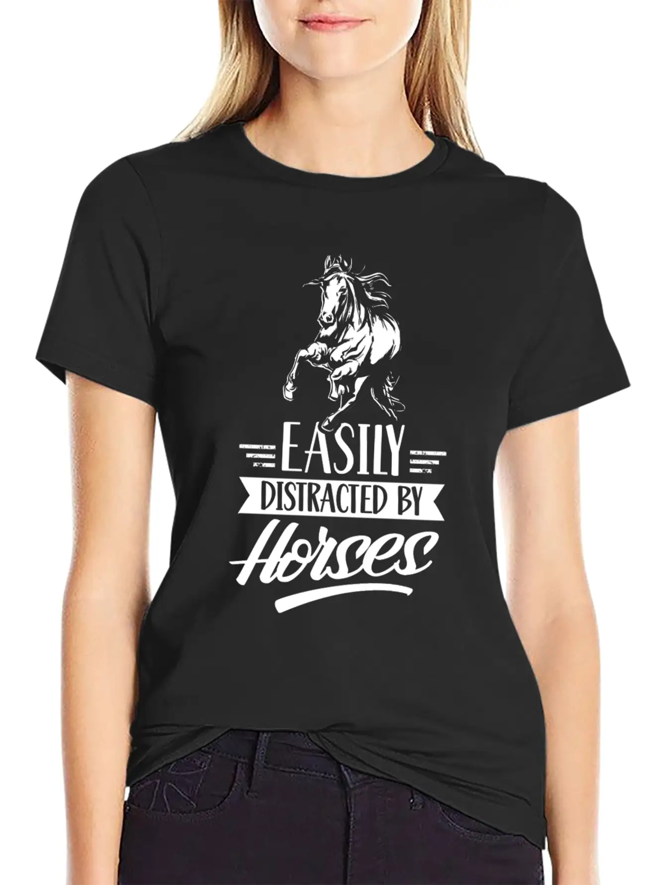 Easily Distracted By Horses Horse Riding Rider Essential Cotton Tee For Daily Outfits – Unisex Style