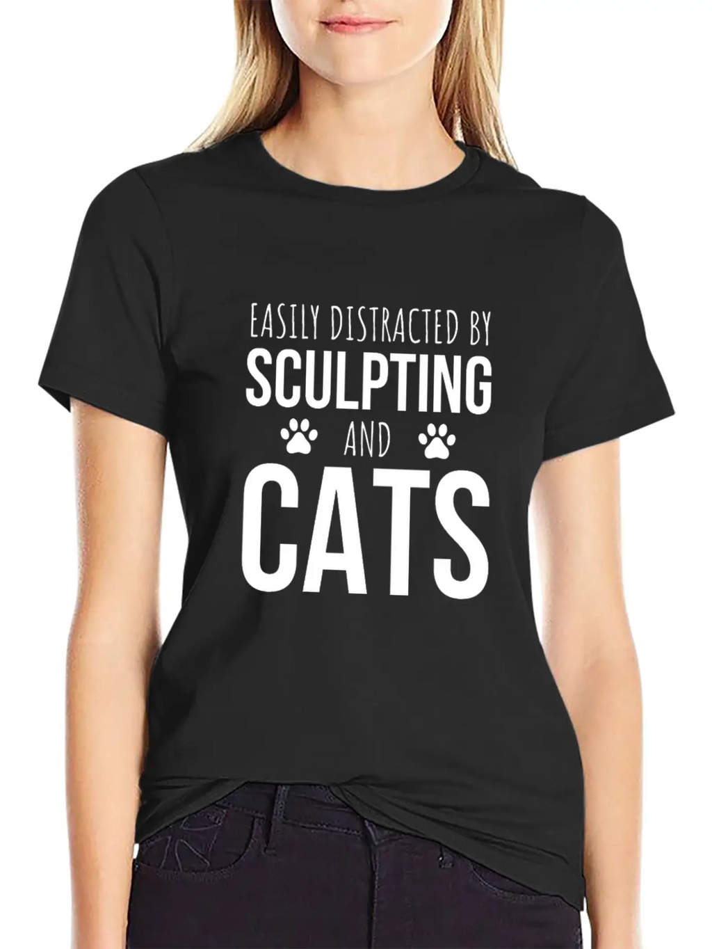 Easily Distracted By Sculpting And Cats Breathable Graphic T-Shirt – Perfect For Casual Days