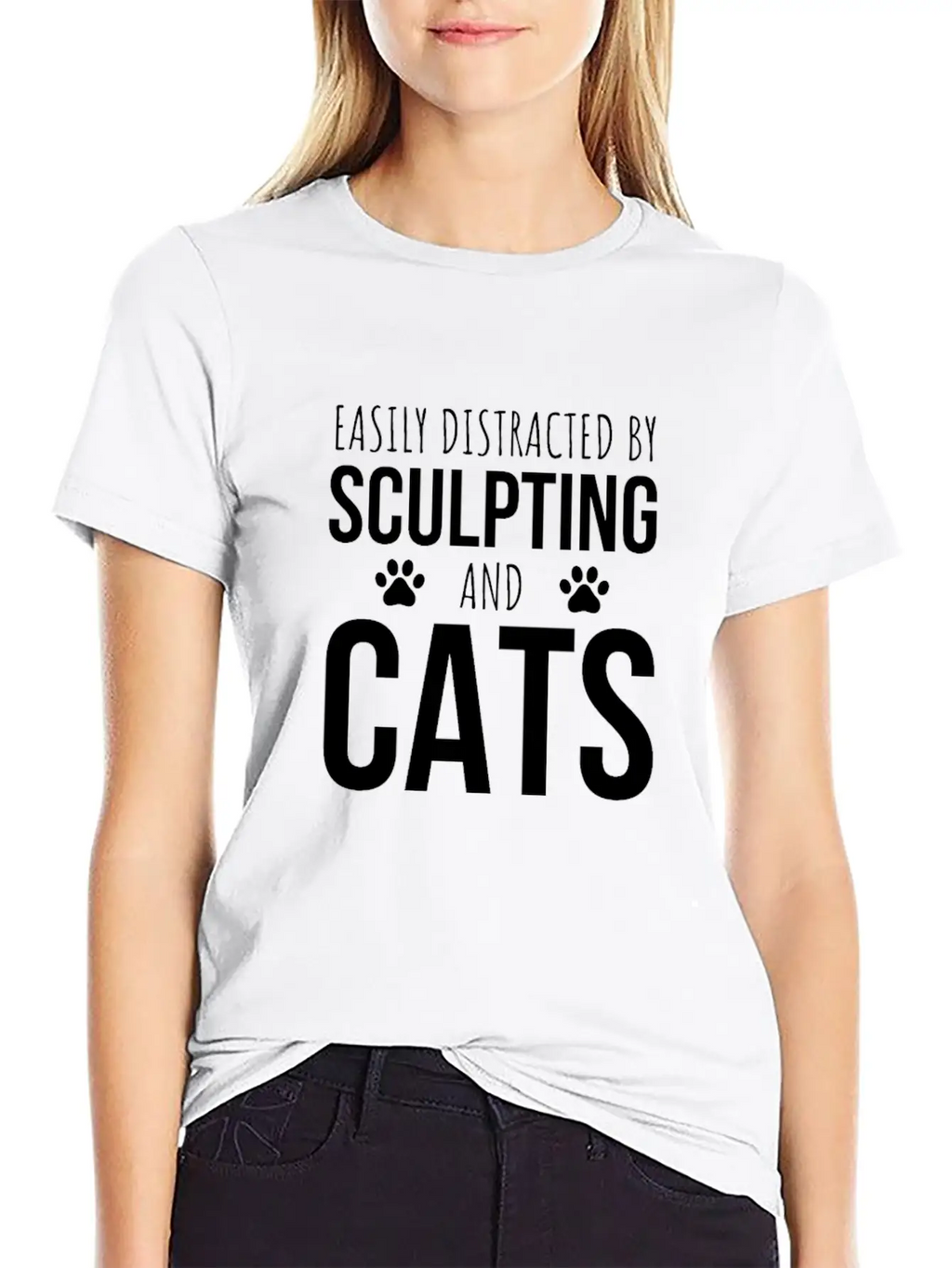 Easily Distracted By Sculpting And Cats Breathable Graphic T-Shirt – Perfect For Casual Days
