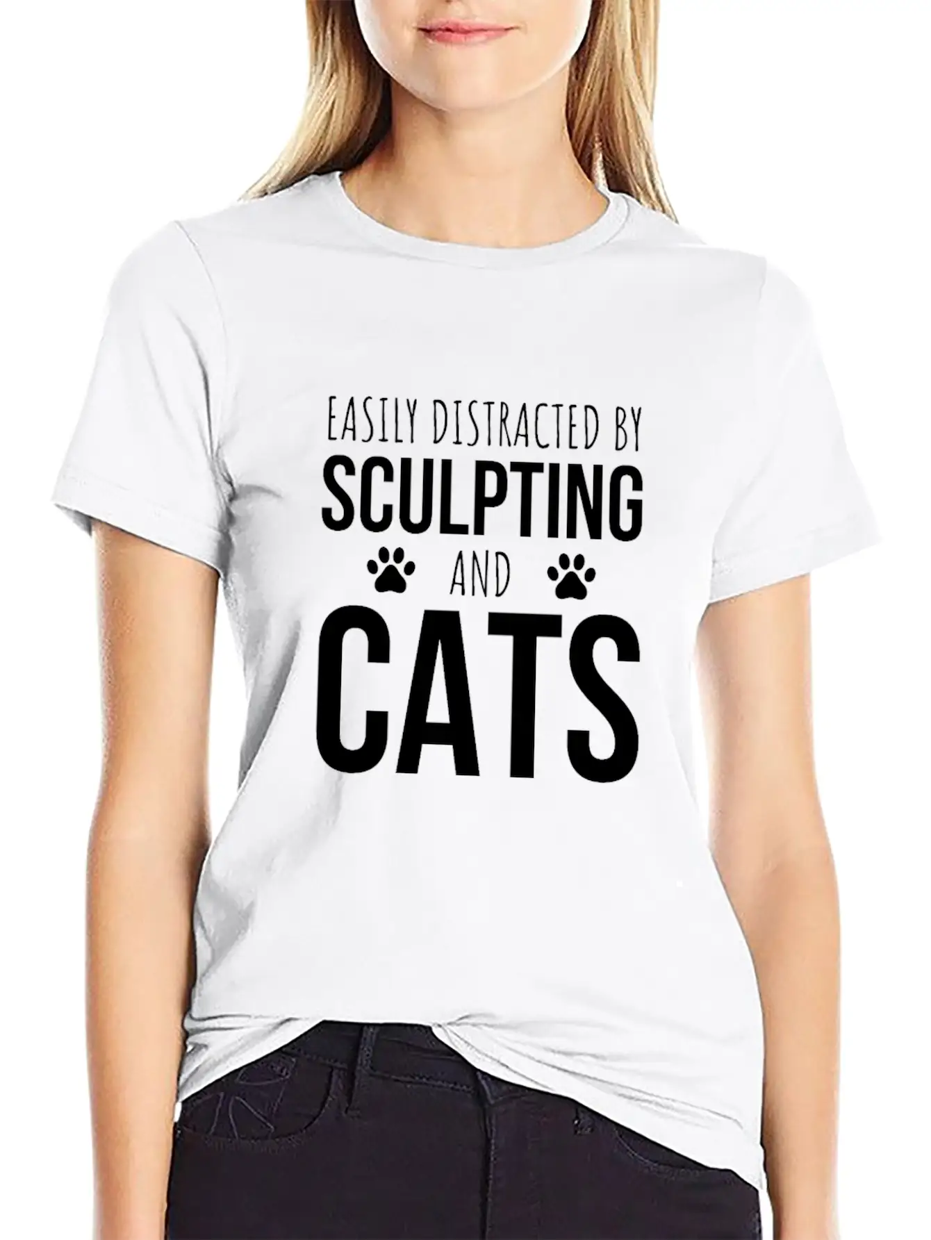 Easily Distracted By Sculpting And Cats Breathable Graphic T-Shirt – Perfect For Casual Days