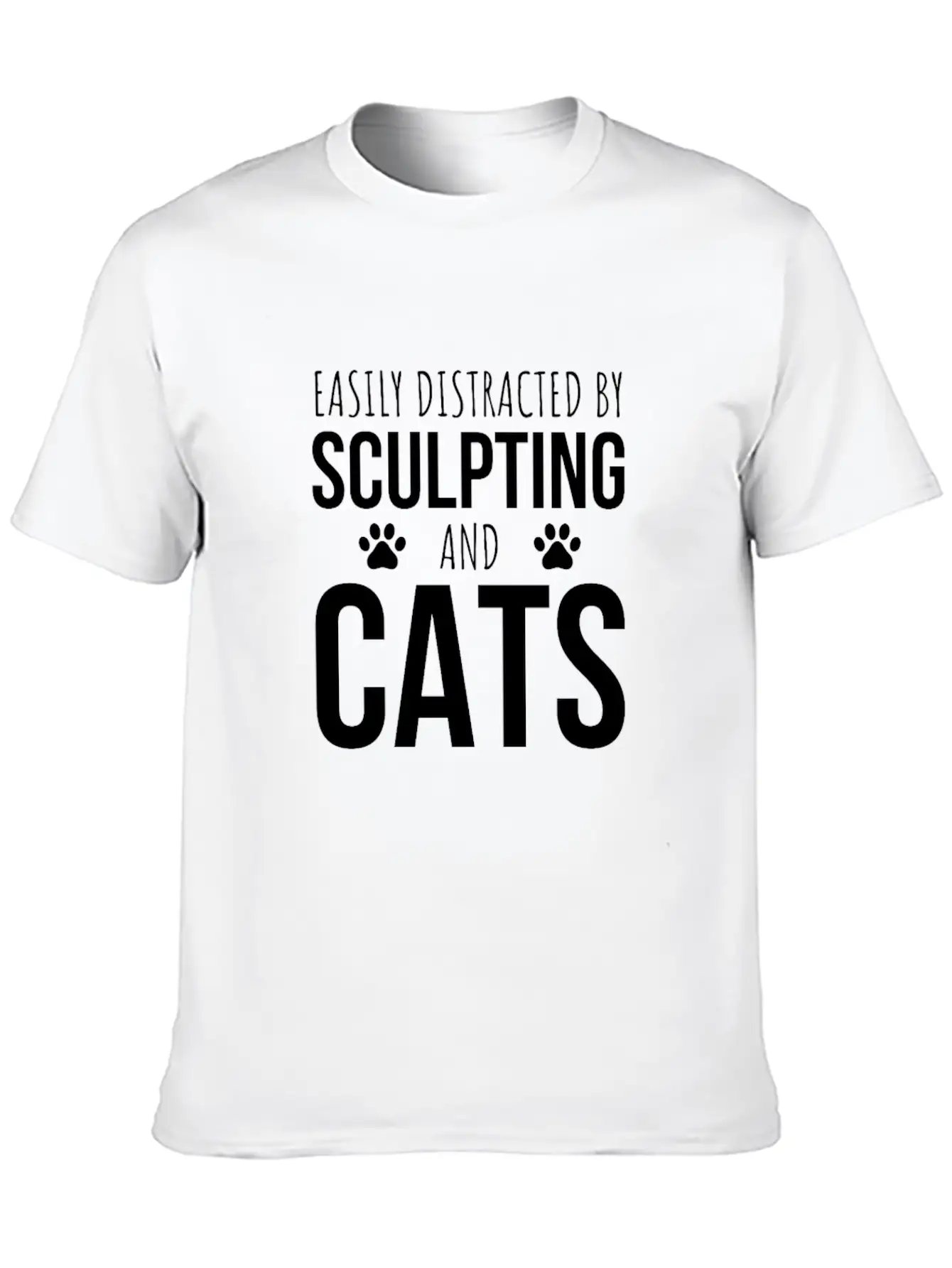 Easily Distracted By Sculpting And Cats Breathable Graphic T-Shirt – Perfect For Casual Days