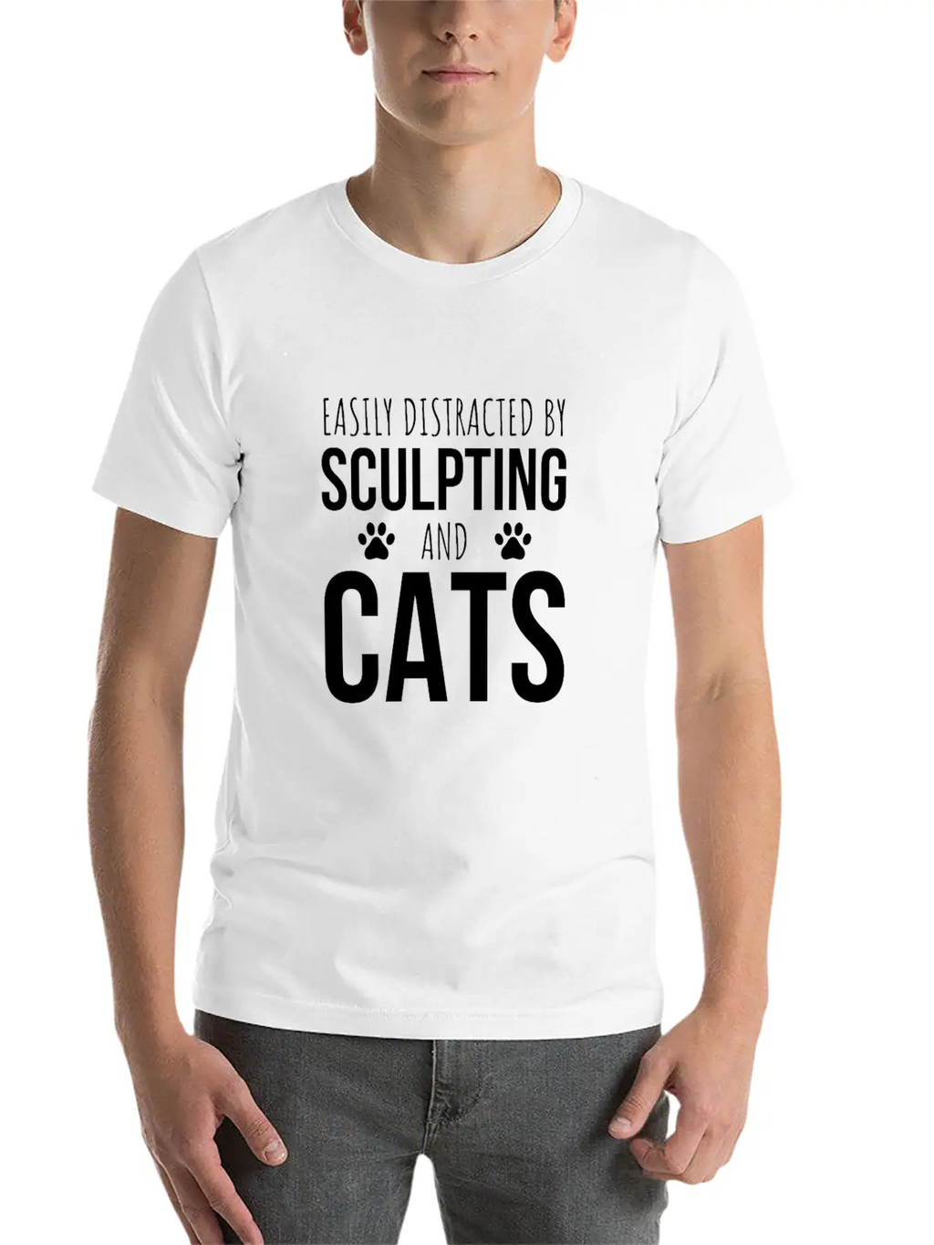 Easily Distracted By Sculpting And Cats Breathable Graphic T-Shirt – Perfect For Casual Days