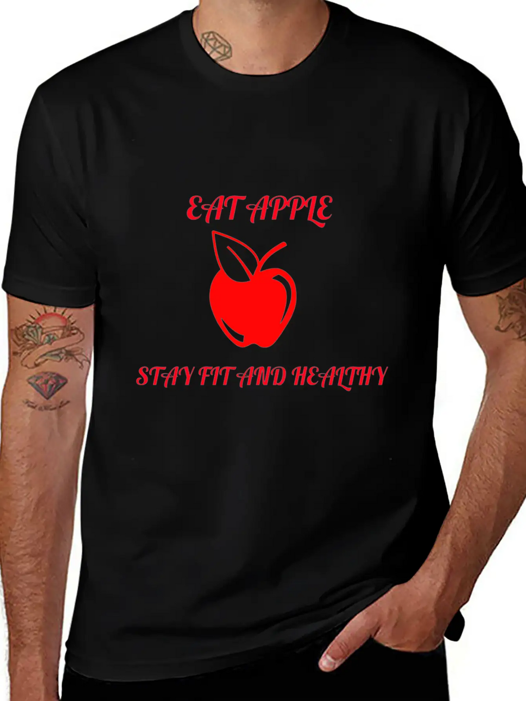 Eat Apple Stay Healthy Unisex Casual T-Shirt – Clean Design For Daily Comfort