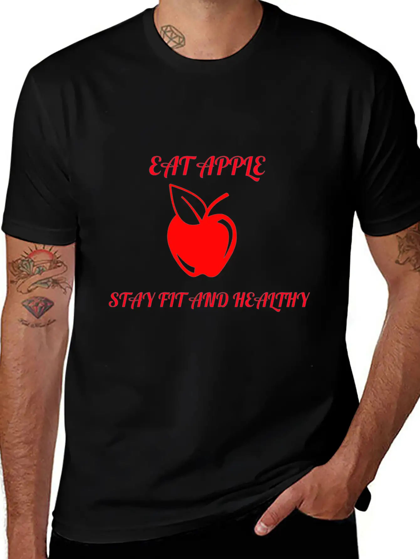 Eat Apple Stay Healthy Unisex Casual T-Shirt – Clean Design For Daily Comfort