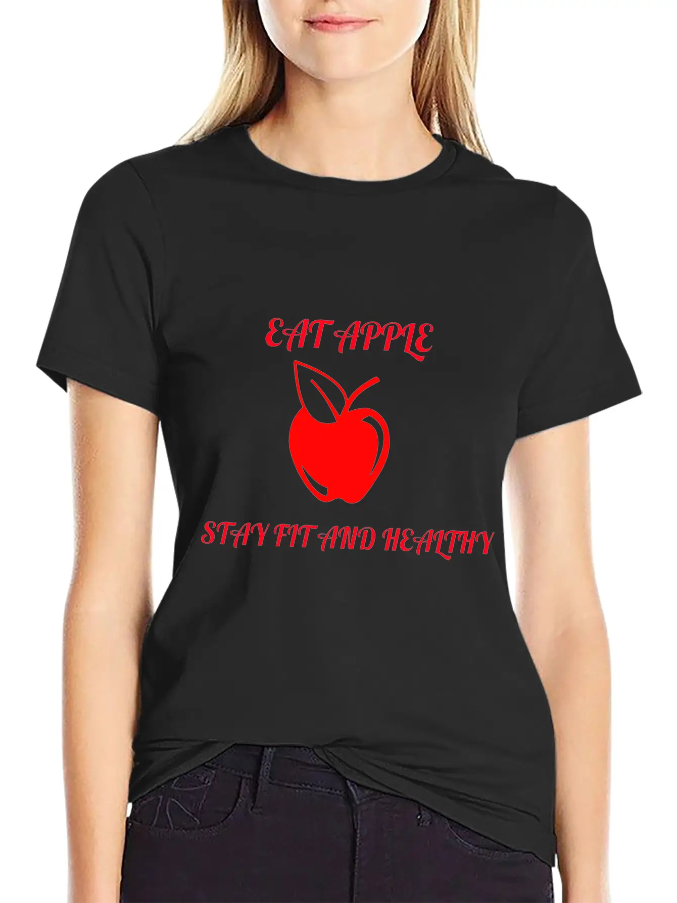Eat Apple Stay Healthy Unisex Casual T-Shirt – Clean Design For Daily Comfort