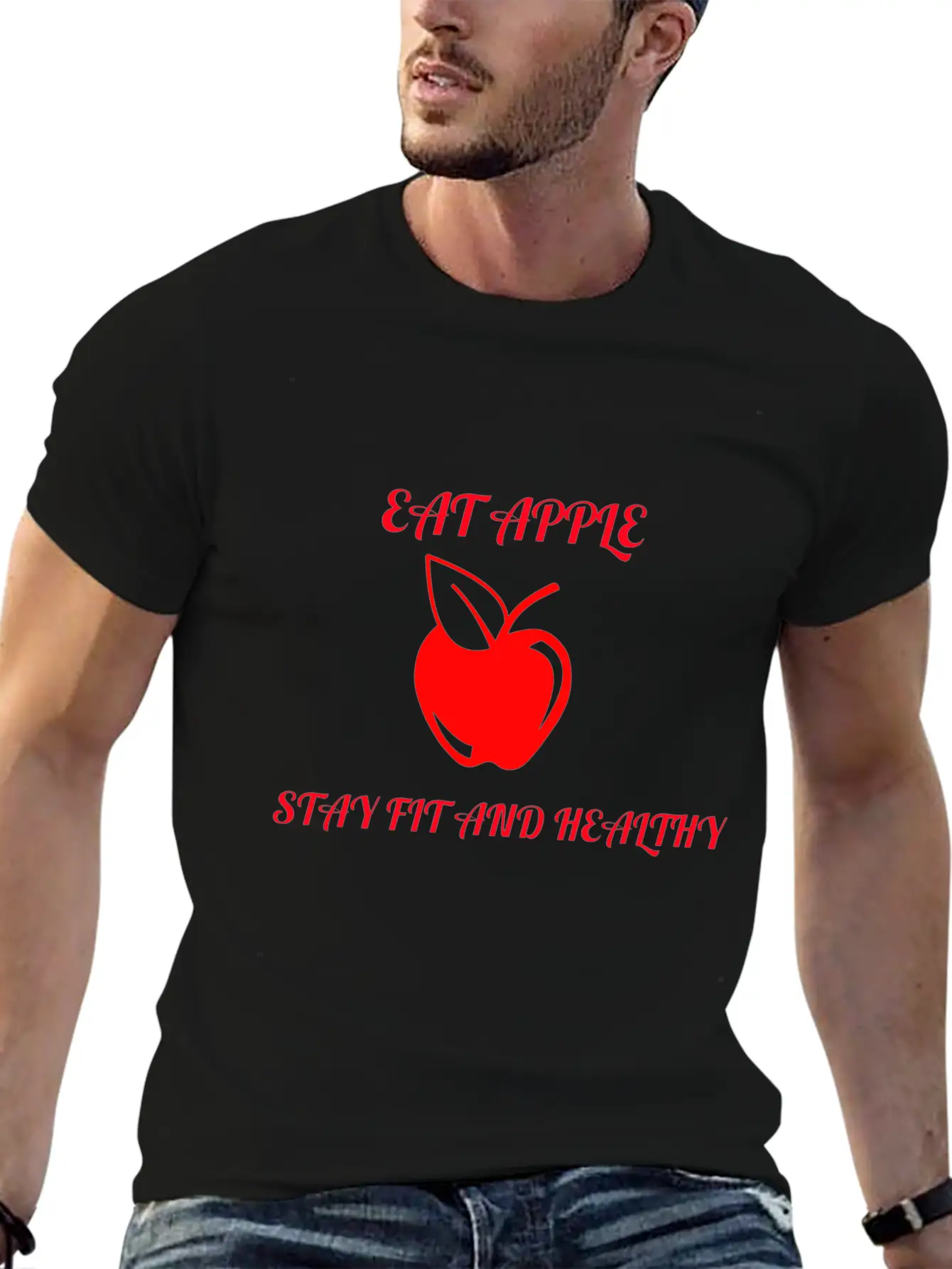 Eat Apple Stay Healthy Unisex Casual T-Shirt – Clean Design For Daily Comfort