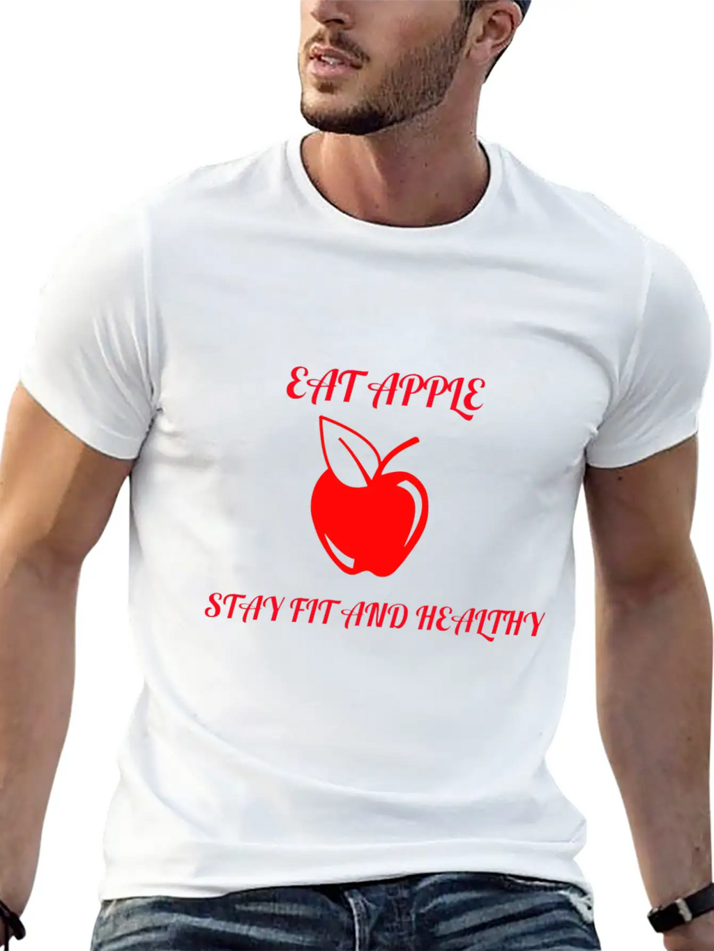 Eat Apple Stay Healthy Unisex Casual T-Shirt – Clean Design For Daily Comfort