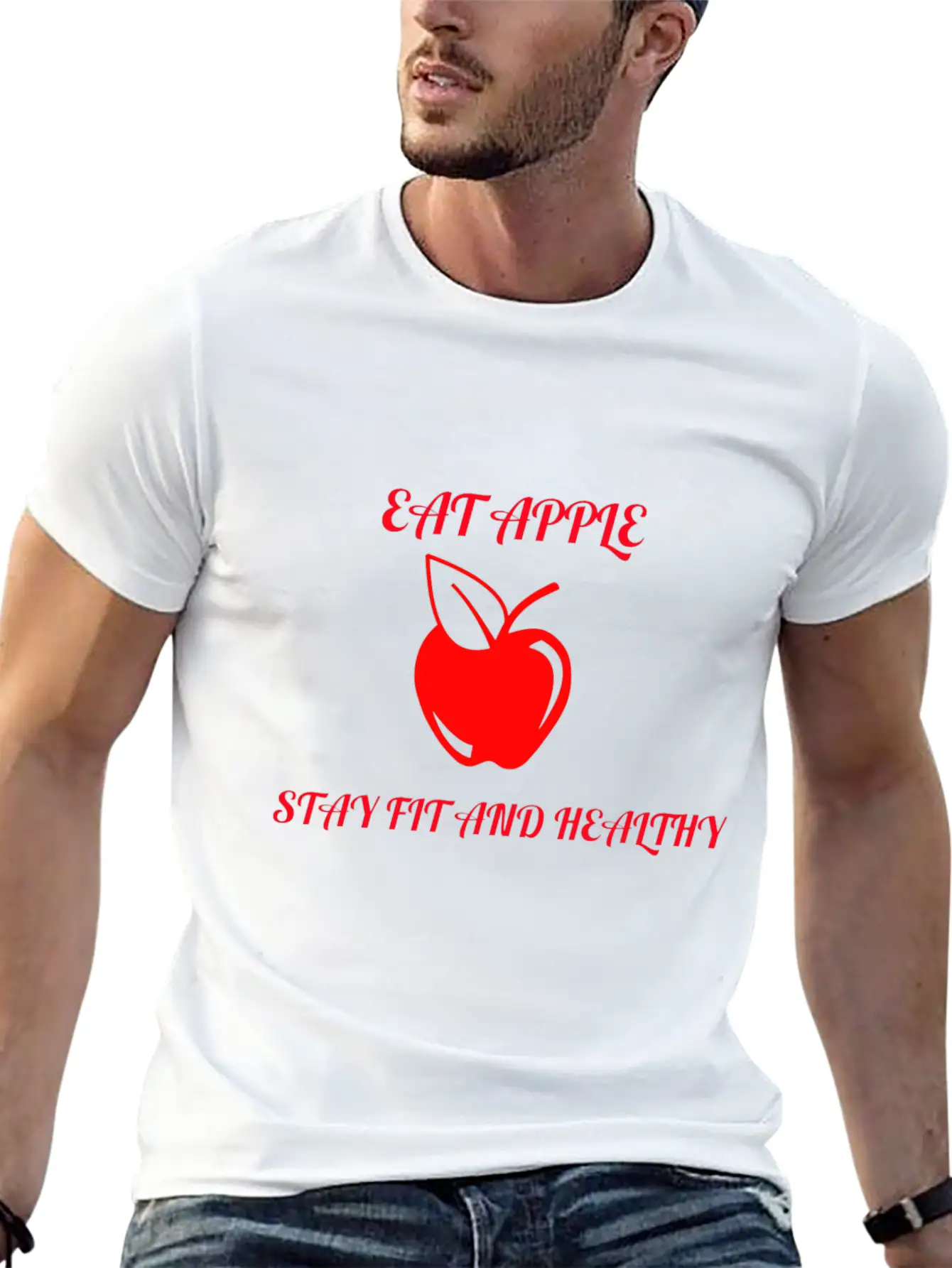 Eat Apple Stay Healthy Unisex Casual T-Shirt – Clean Design For Daily Comfort
