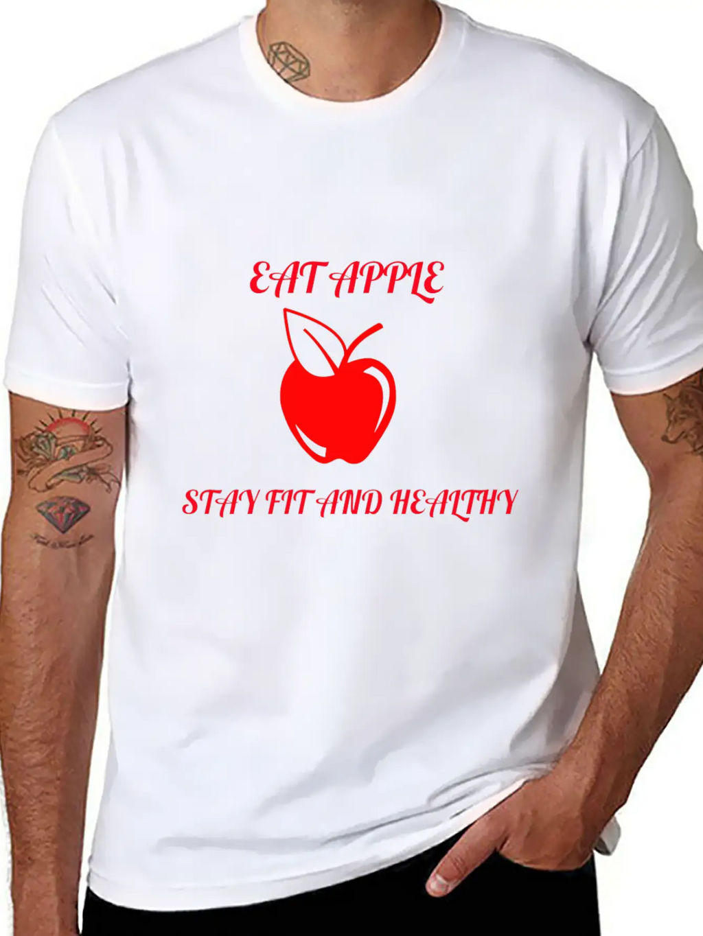 Eat Apple Stay Healthy Unisex Casual T-Shirt – Clean Design For Daily Comfort