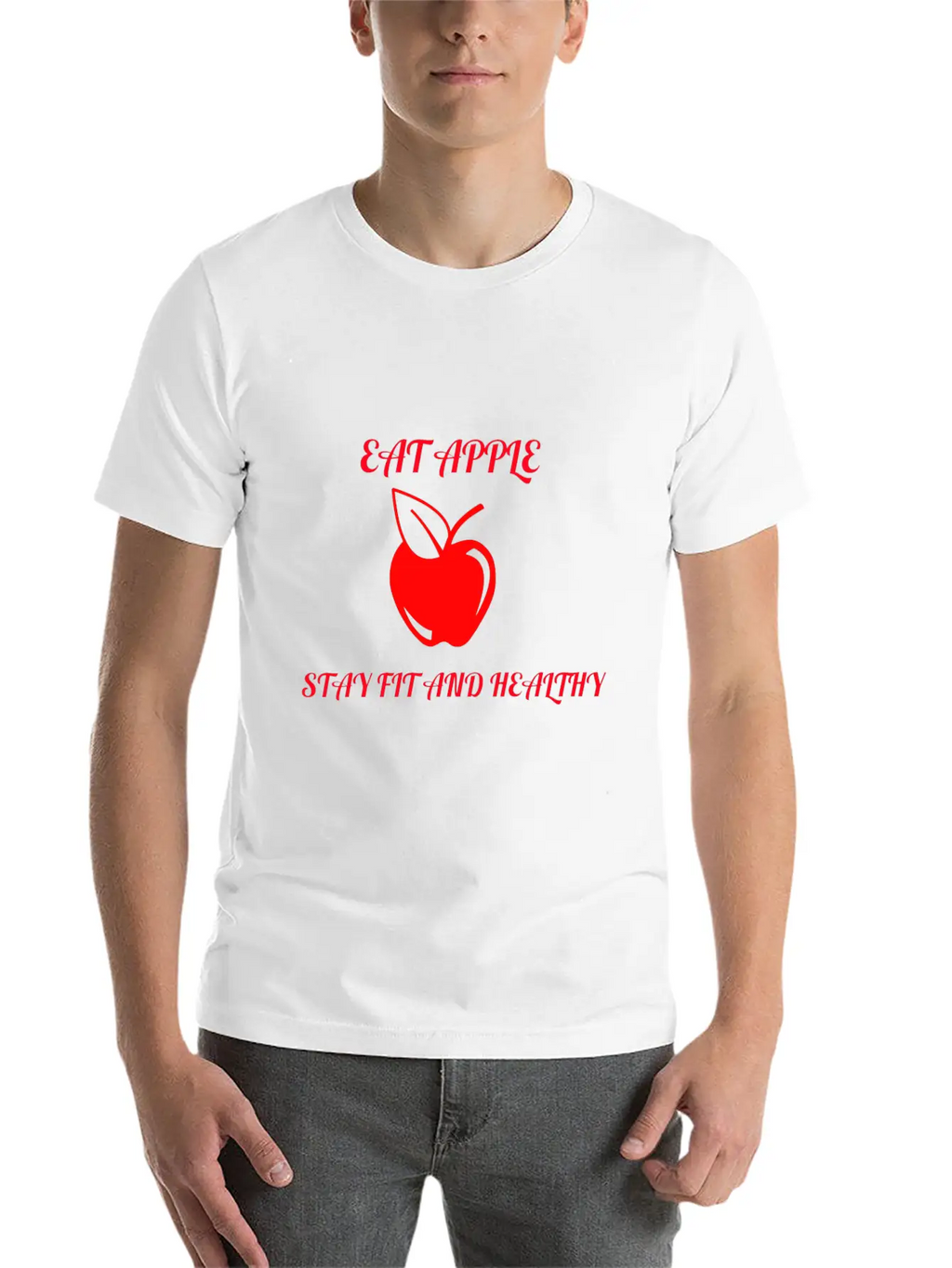 Eat Apple Stay Healthy Unisex Casual T-Shirt – Clean Design For Daily Comfort