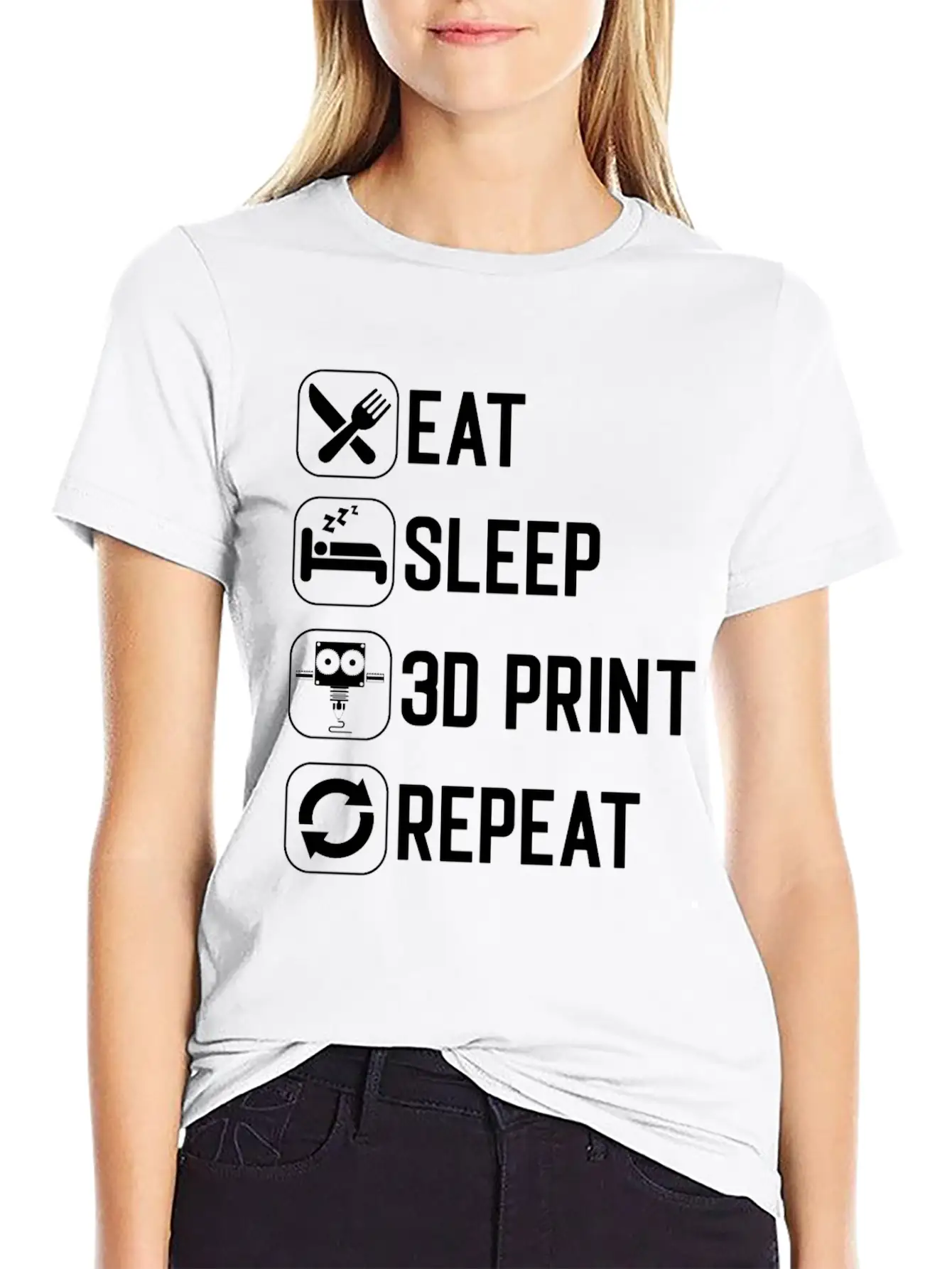 Eat Sleep 3D Print Repeat Classic Cotton Tee – Unisex Comfort For Any Season