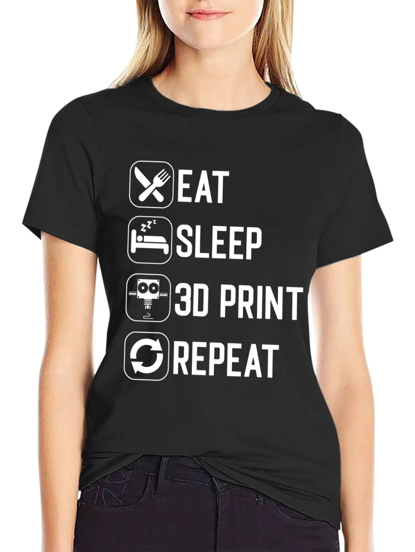 Eat Sleep 3D Print Repeat Classic Cotton Tee – Unisex Comfort For Any Season