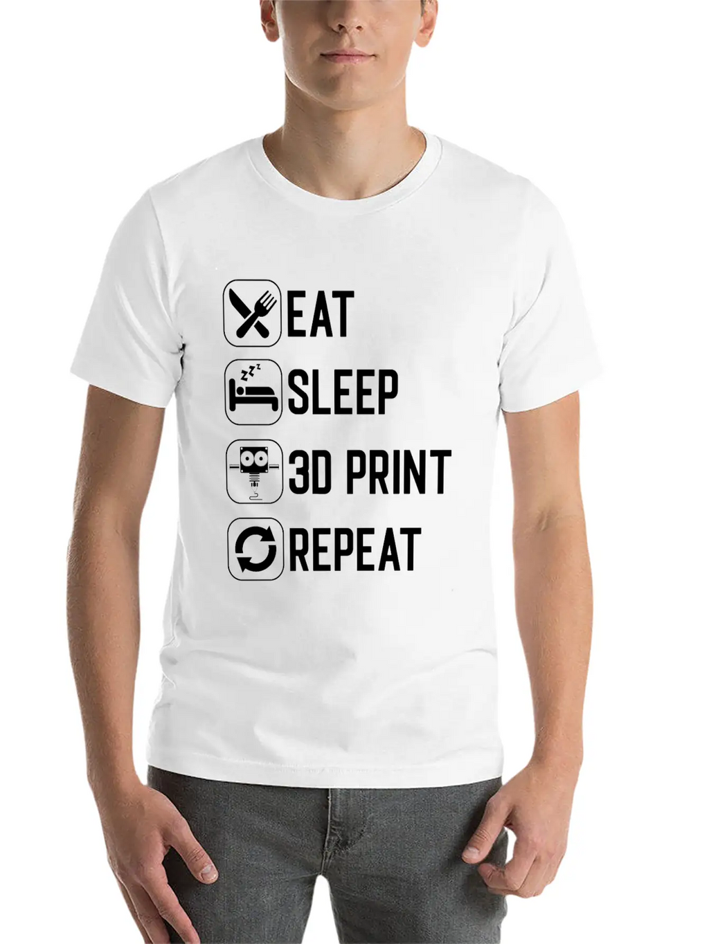 Eat Sleep 3D Print Repeat Classic Cotton Tee – Unisex Comfort For Any Season