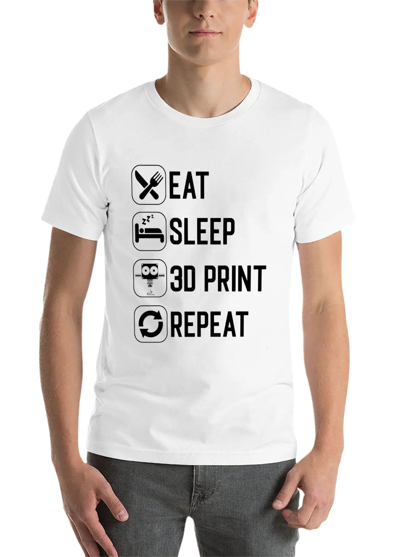 Eat Sleep 3D Print Repeat Classic Cotton Tee – Unisex Comfort For Any Season