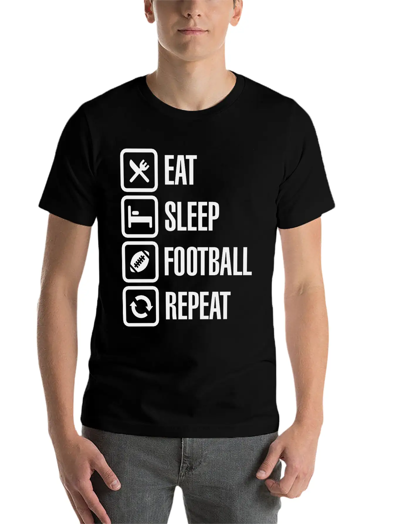 Eat Sleep American Football Repeat Breathable Graphic T-Shirt – Perfect For Casual Days