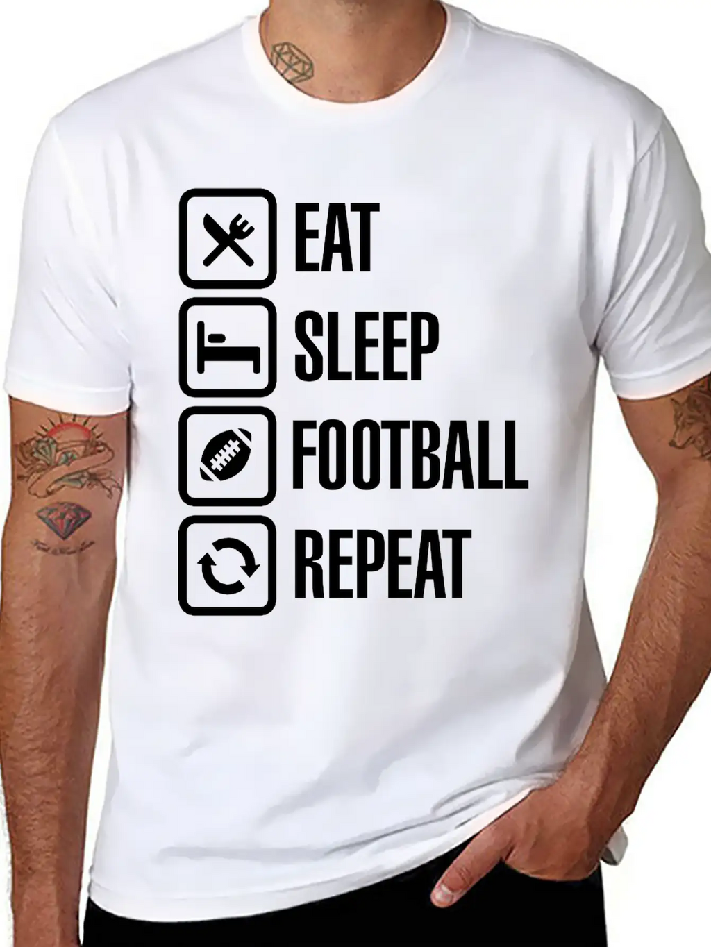 Eat Sleep American Football Repeat Breathable Graphic T-Shirt – Perfect For Casual Days