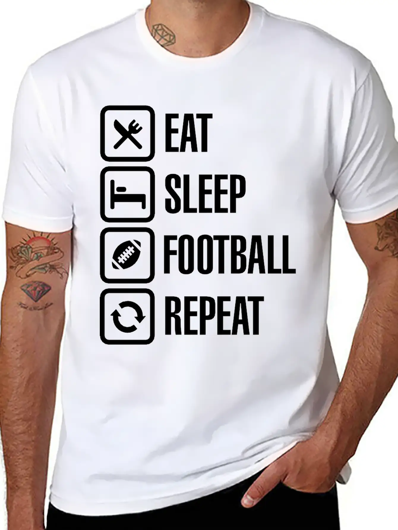 Eat Sleep American Football Repeat Breathable Graphic T-Shirt – Perfect For Casual Days