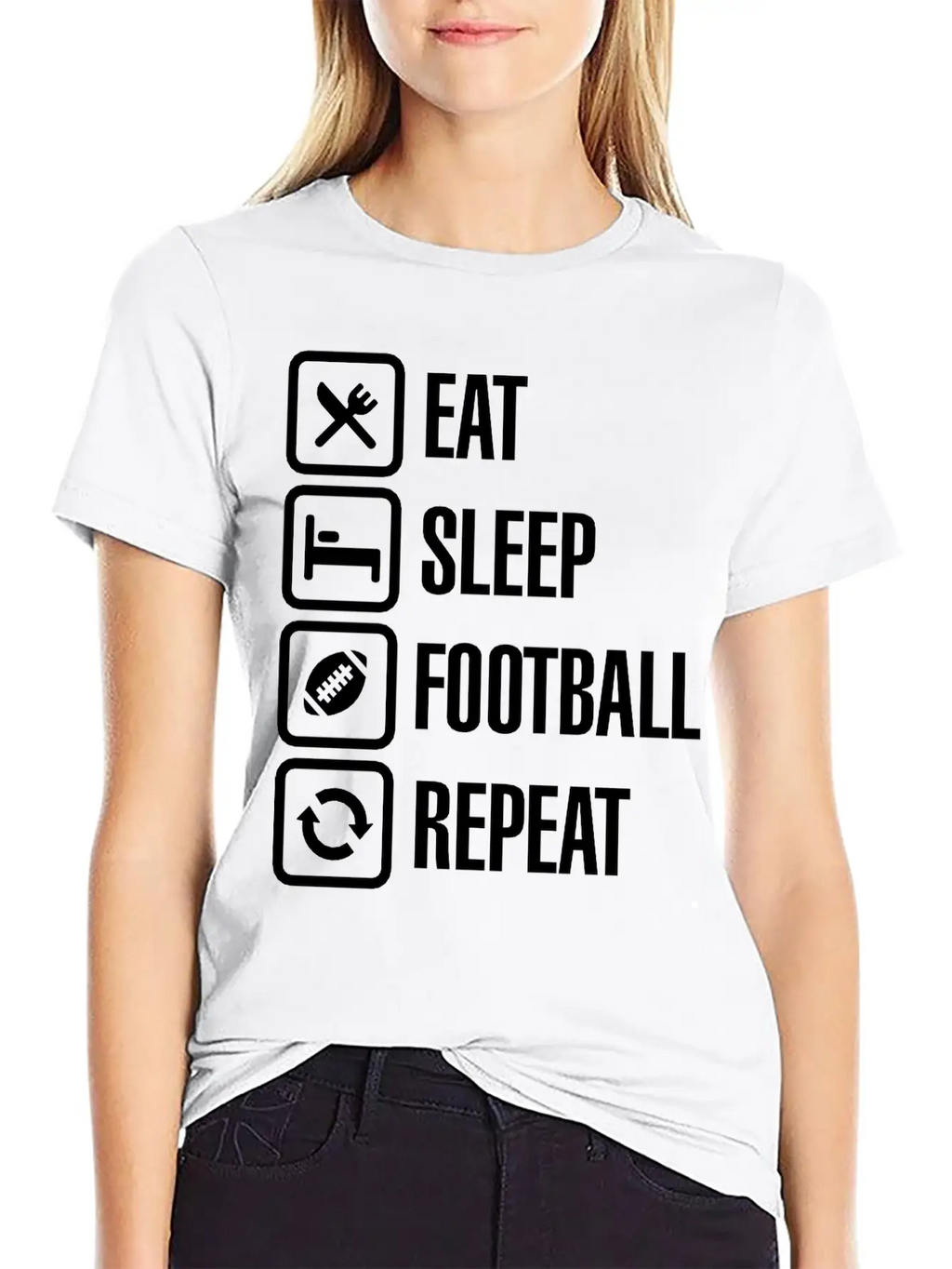 Eat Sleep American Football Repeat Breathable Graphic T-Shirt – Perfect For Casual Days