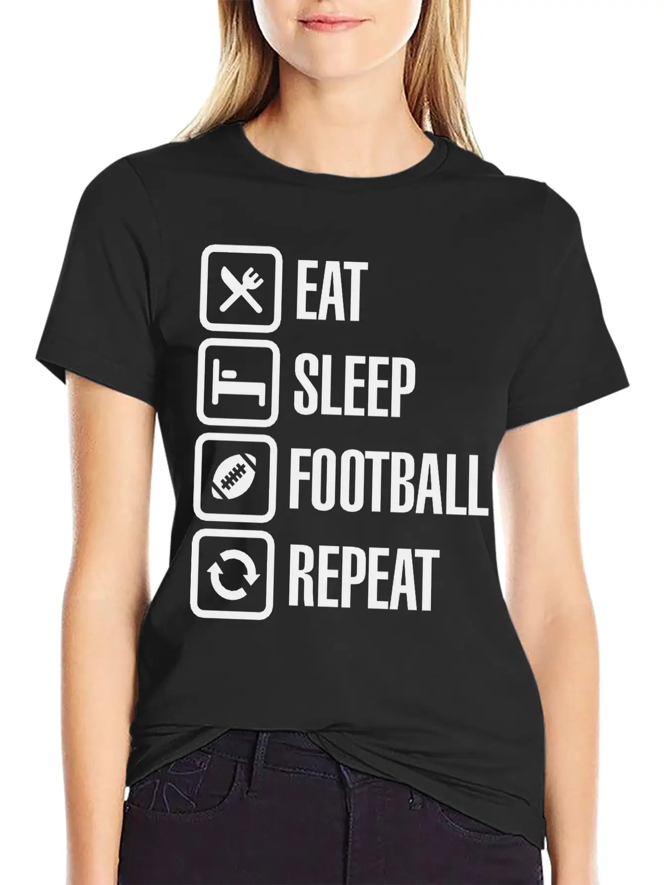 Eat Sleep American Football Repeat Breathable Graphic T-Shirt – Perfect For Casual Days