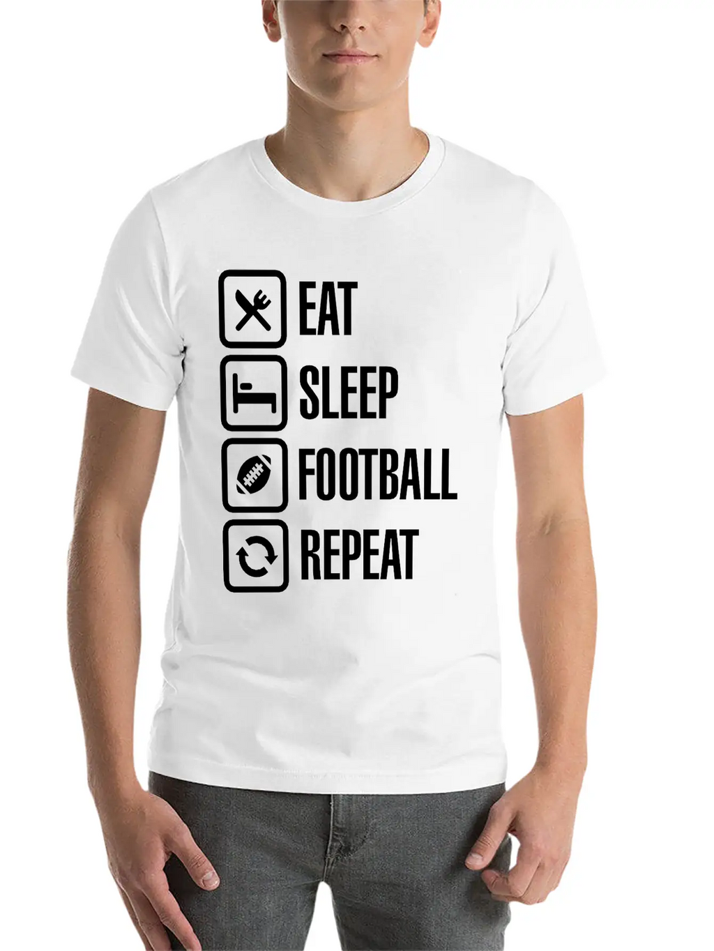 Eat Sleep American Football Repeat Breathable Graphic T-Shirt – Perfect For Casual Days