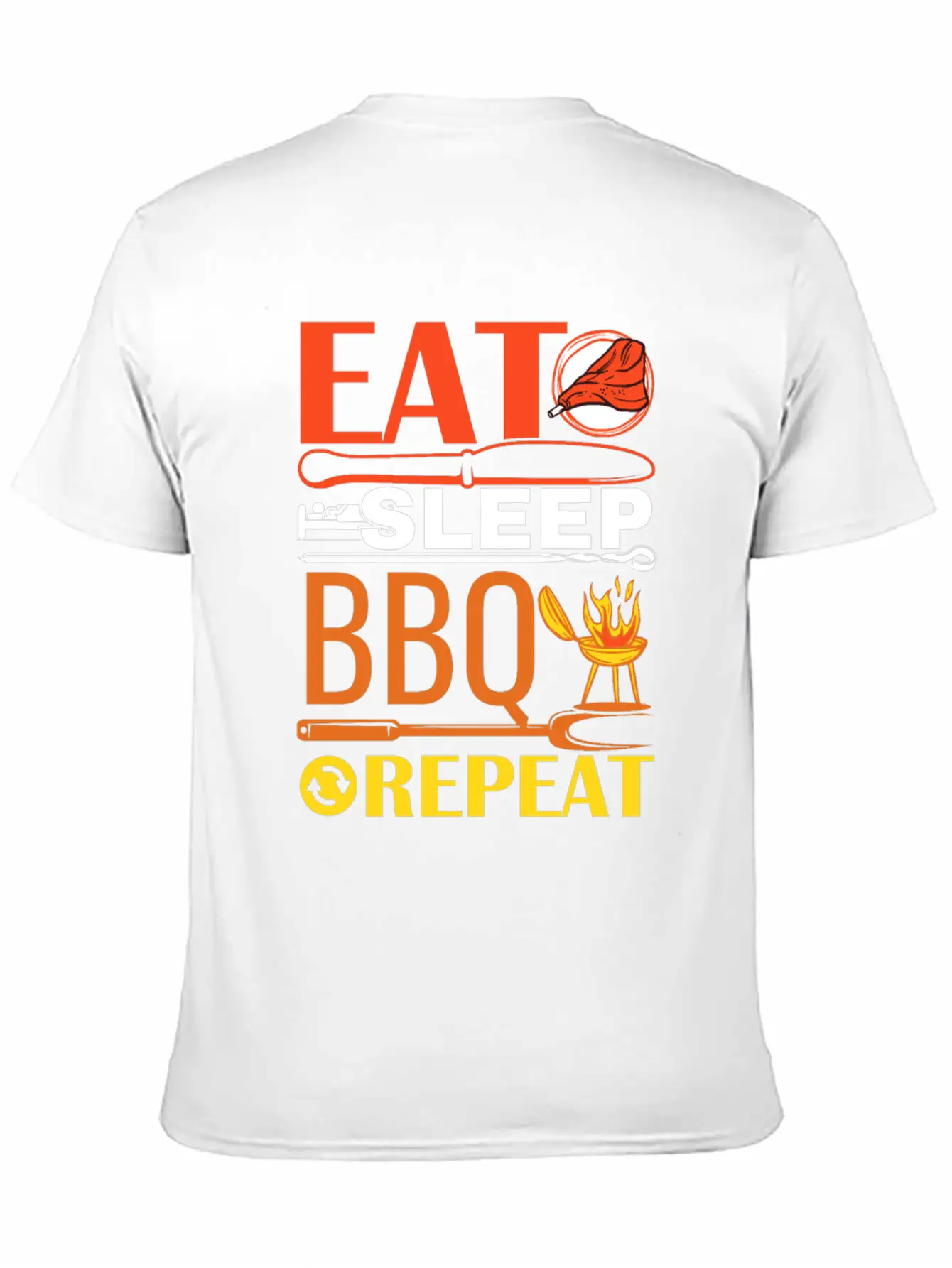 Eat Sleep BBQ Repeat Barbecue Essential Unisex Summer Tee – Soft Cotton Casual Fit