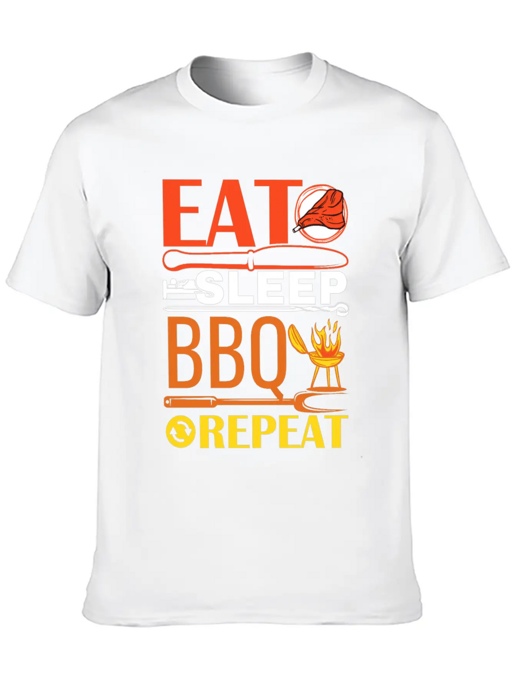 Eat Sleep BBQ Repeat Barbecue Essential Unisex Summer Tee – Soft Cotton Casual Fit