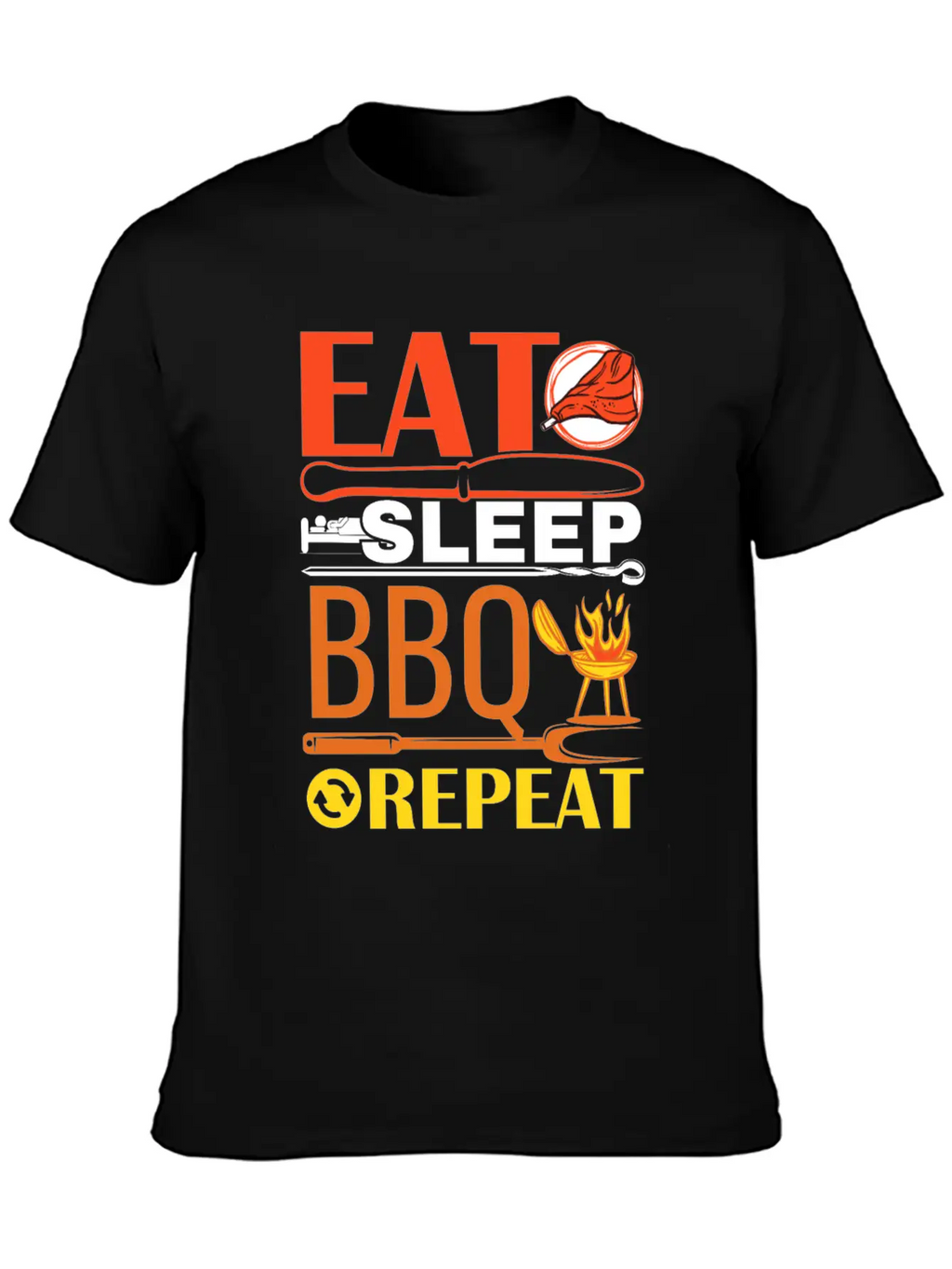 Eat Sleep BBQ Repeat Barbecue Essential Unisex Summer Tee – Soft Cotton Casual Fit