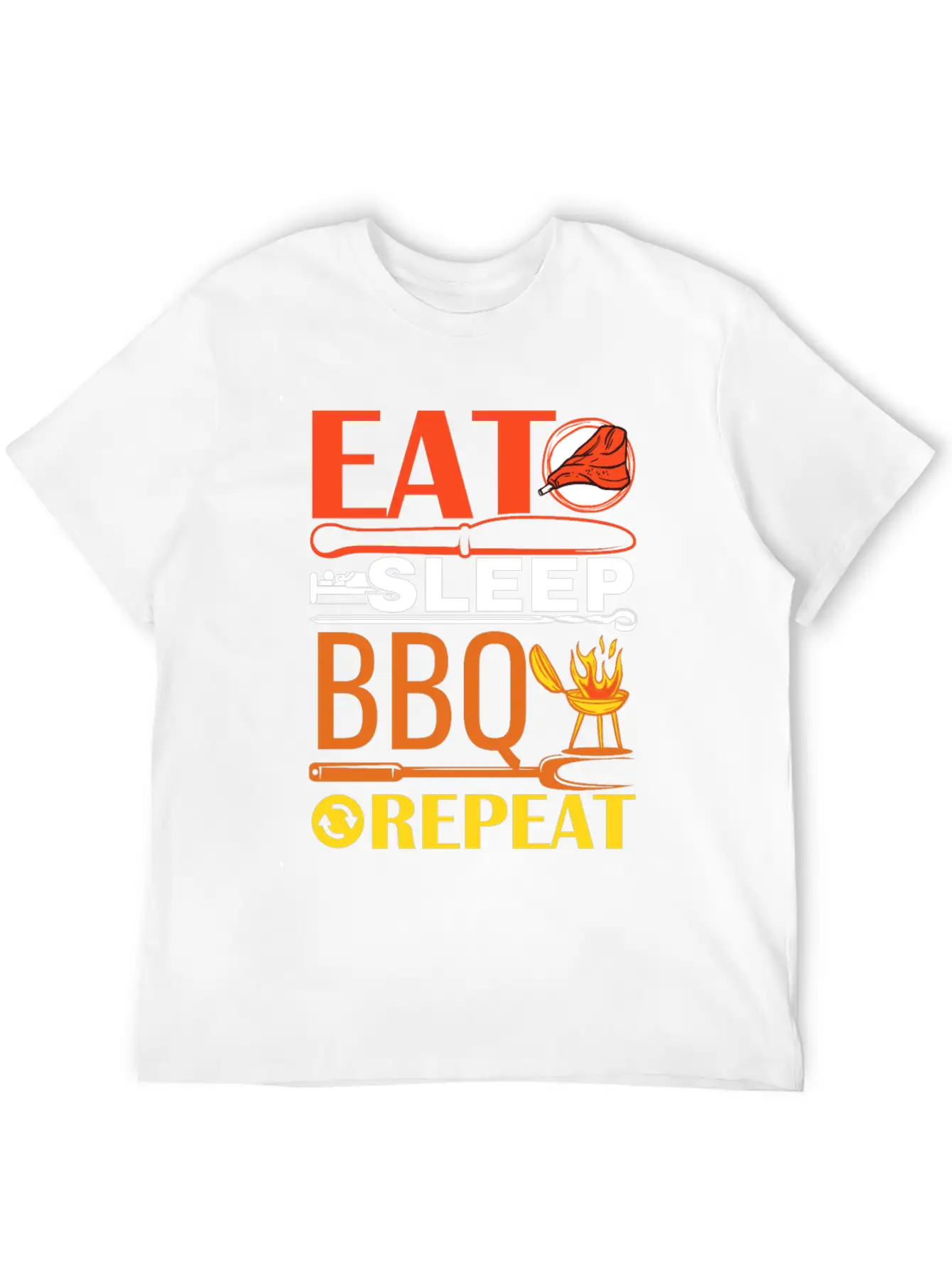 Eat Sleep BBQ Repeat Barbecue Essential Unisex Summer Tee – Soft Cotton Casual Fit