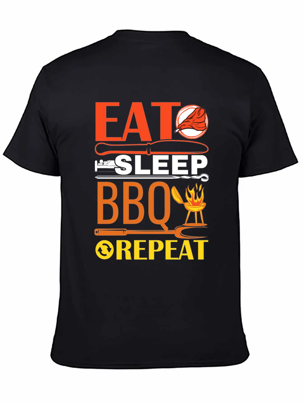 Eat Sleep BBQ Repeat Barbecue Essential Unisex Summer Tee – Soft Cotton Casual Fit