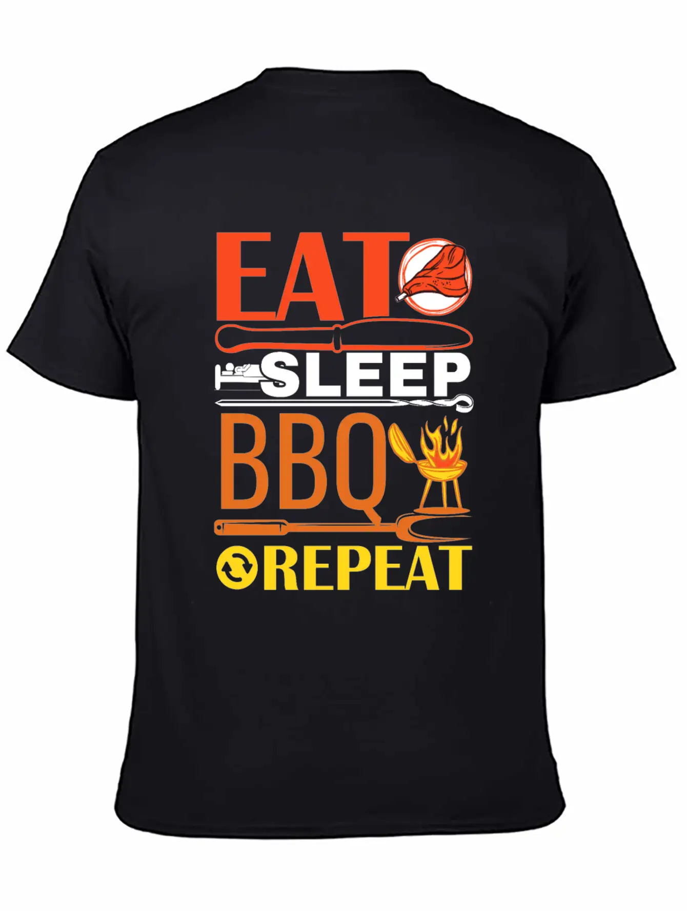 Eat Sleep BBQ Repeat Barbecue Essential Unisex Summer Tee – Soft Cotton Casual Fit
