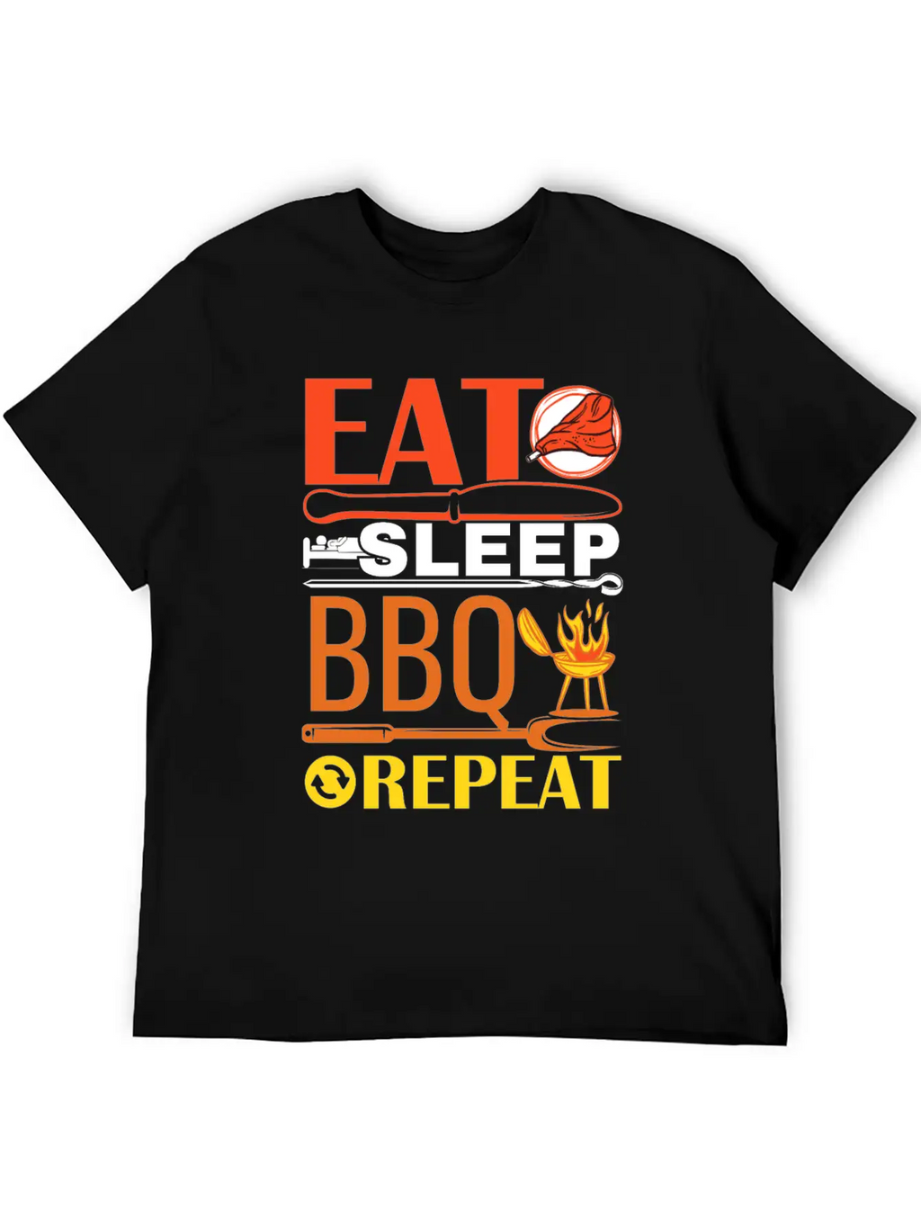 Eat Sleep BBQ Repeat Barbecue Essential Unisex Summer Tee – Soft Cotton Casual Fit