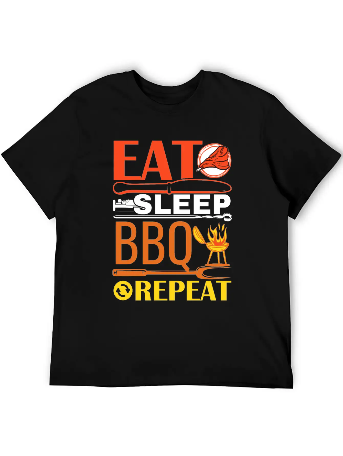 Eat Sleep BBQ Repeat Barbecue Essential Unisex Summer Tee – Soft Cotton Casual Fit