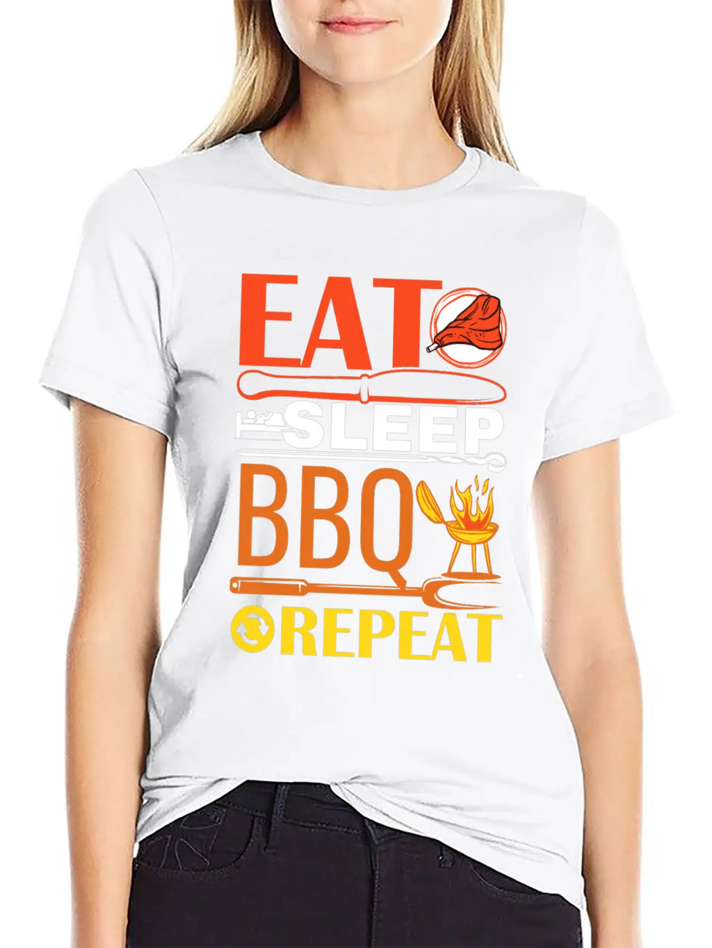 Eat Sleep BBQ Repeat Barbecue Essential Unisex Summer Tee – Soft Cotton Casual Fit