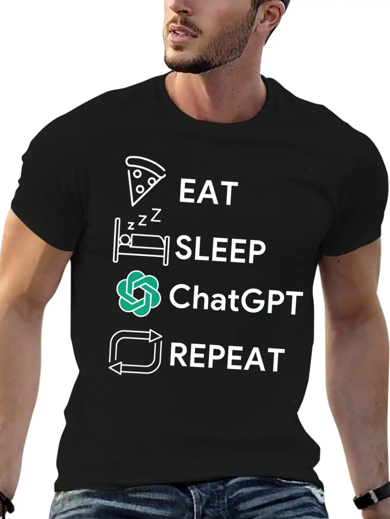 Eat Sleep Chatgpt Repeat Essential Cotton Tee For Daily Outfits – Unisex Style